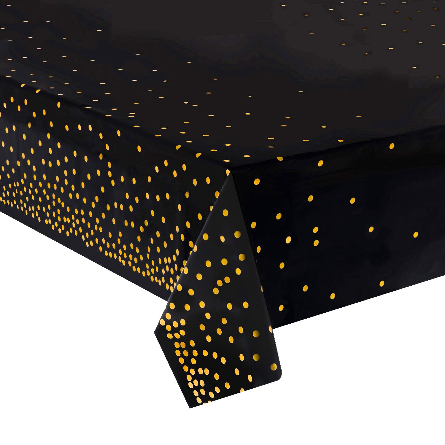 Hapray 12 Pack Black and Gold Plastic Tablecloths for Rectangle Tables - 54