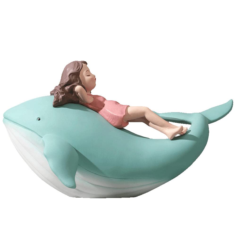Whale Girl Statue - Handcrafted Resin Sculpture for Home & Office Decor - Modern Figurine Gift for Living Room, Bedroom, or Desk - Perfect for Coastal, Boho & Minimalist Interior Design Styles