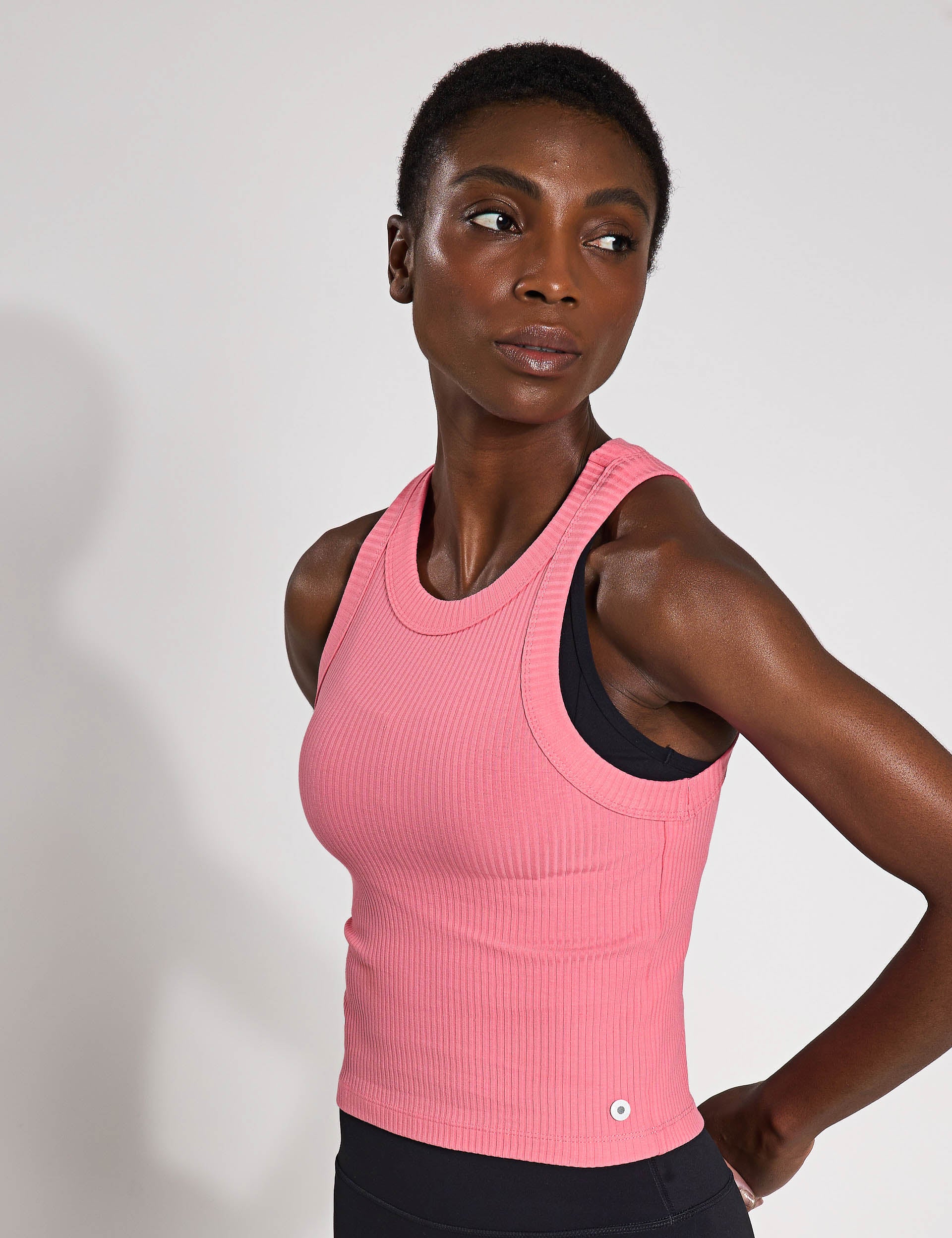 Harmony Ribbed Tank Top for Women - Soft & Stretchy Strawberry Red Sleeveless Shirt - Perfect for Summer, Yoga, and Casual Outfits
