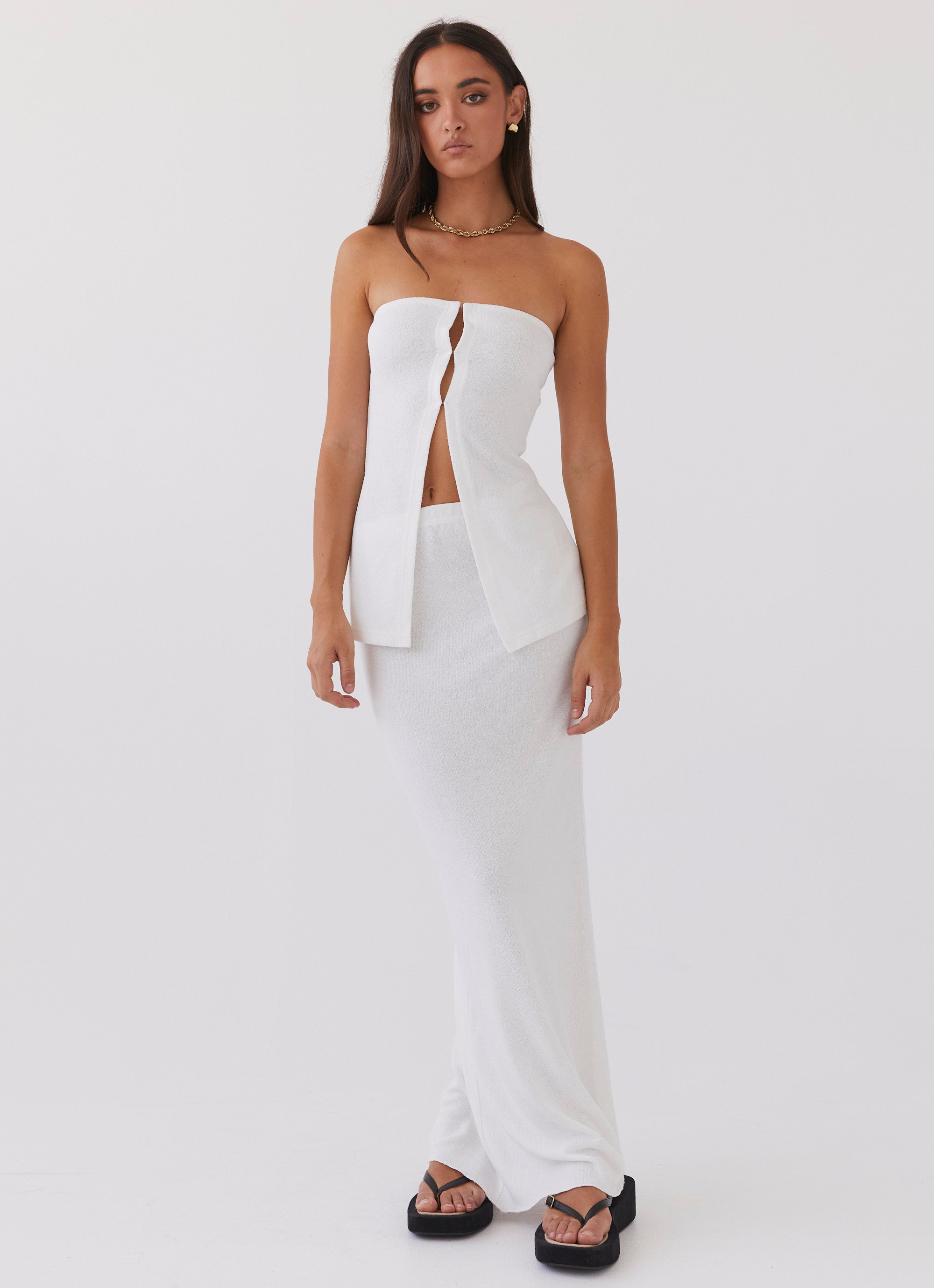 Elegant White Knit Maxi Skirt for Women - Perfect for Summer Beach, Vacation & Boho Chic Outfits