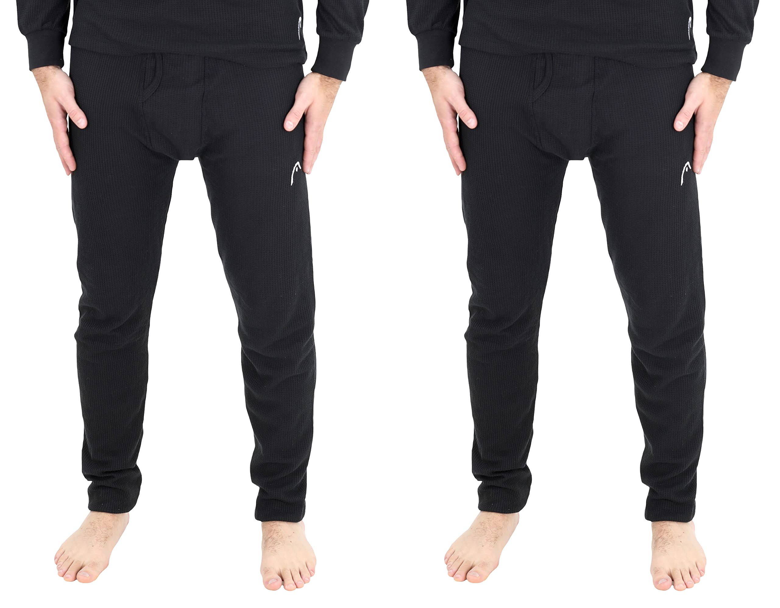 HEAD Men's 2 Pack Waffle Knit Thermal Pants - Warm Winter Base Layer for Outdoor Activities, Camping & Cold Weather Work