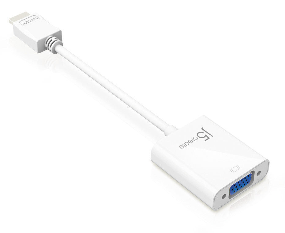 J5Create HDMI to VGA Adapter Converter - 1080P Full HD Video Output for Laptop, PC, Monitor, Projector - Perfect for Home Office, Classroom & Business Presentations