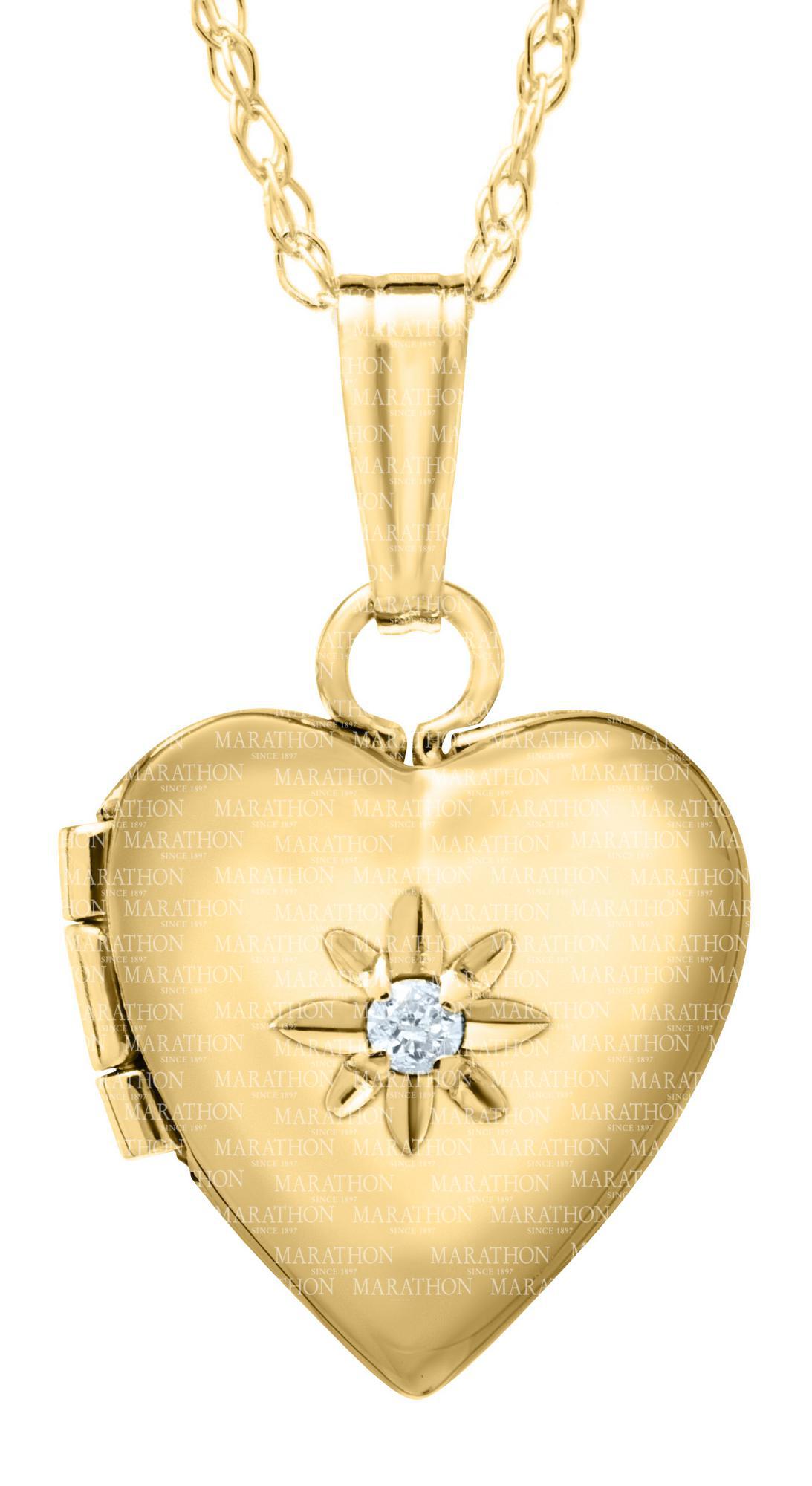 14K Gold Heart Locket Necklace for Kids with Genuine Diamond - Perfect for Birthdays, Christenings & Special Occasions