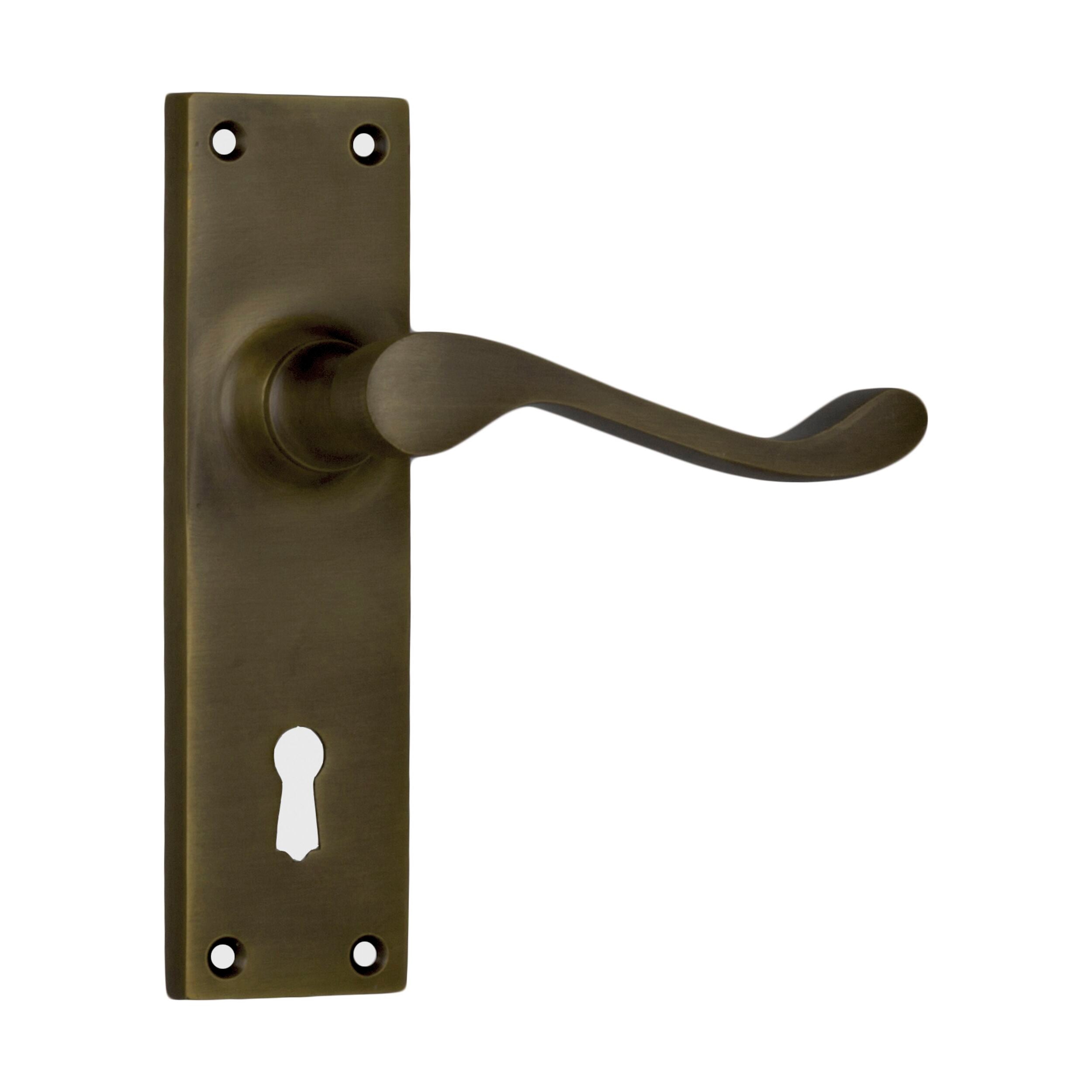 Victorian Style Door Lever Lock Pair - Antique Brass Finish (H152 x W42 x P59mm) - Perfect for Historic Home Restoration & Vintage Interior Design