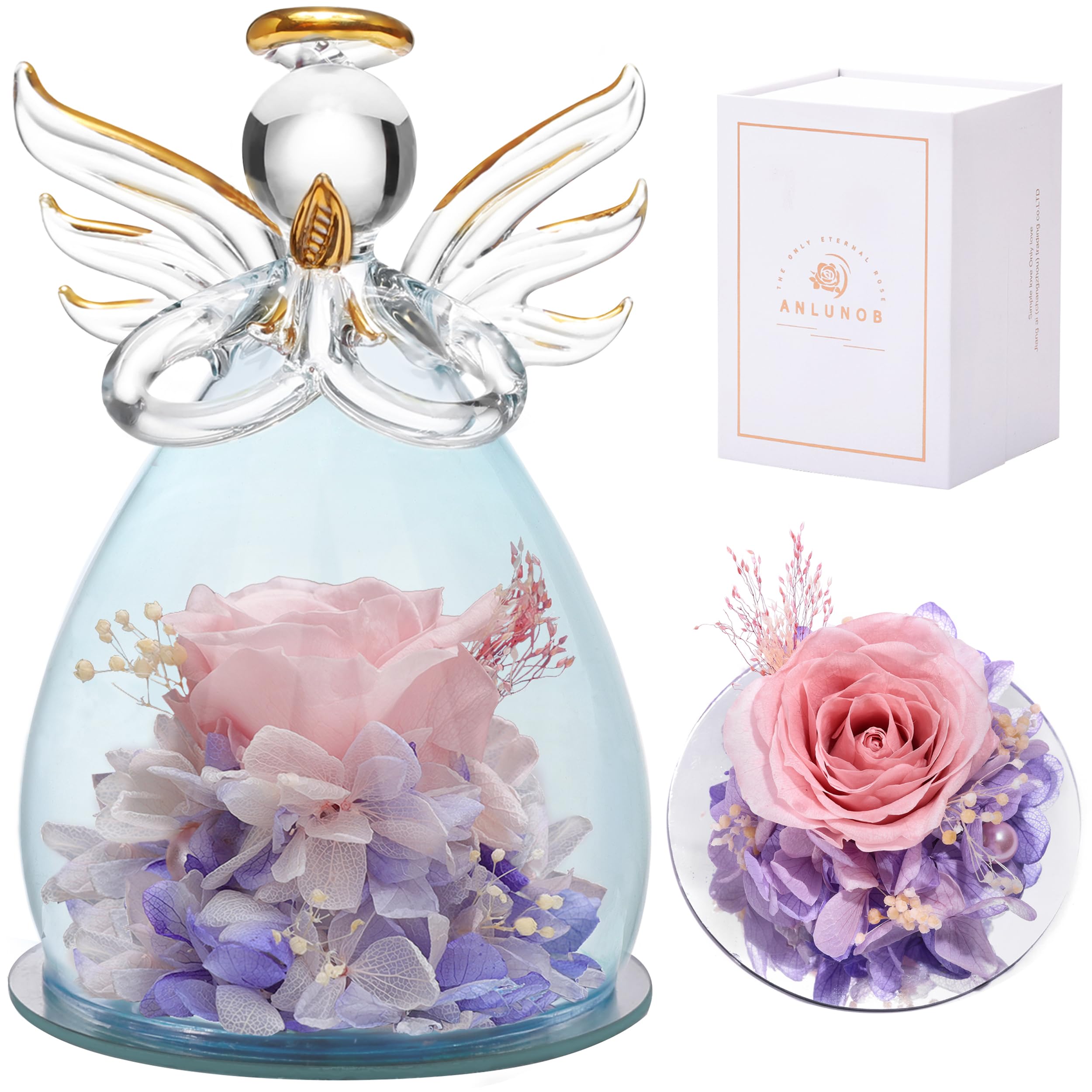 ANLUNOB Preserved Rose Gift - Eternal Flowers for Mother's Day, Anniversary, Birthday, Valentine's Day | Perfect Present for Mom, Grandma, Girlfriend & Friends | Home Decor, Wedding Centerpiece, Romantic Keepsake