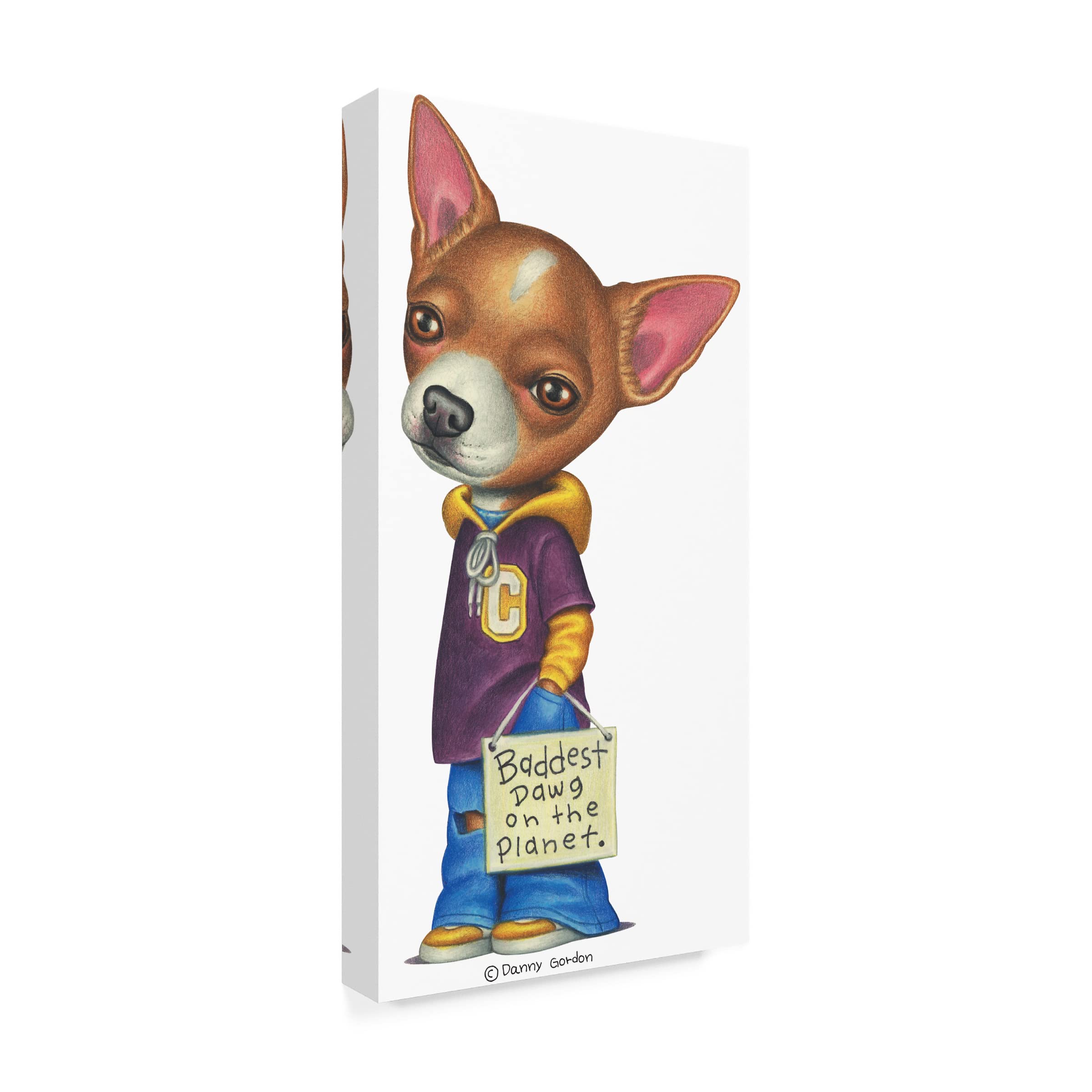 Brown Chihuahua Wearing Clothes Canvas Art Print by Danny Gordon - Cute Dog Wall Decor for Living Room, Bedroom & Office - Perfect Pet Lover Gift