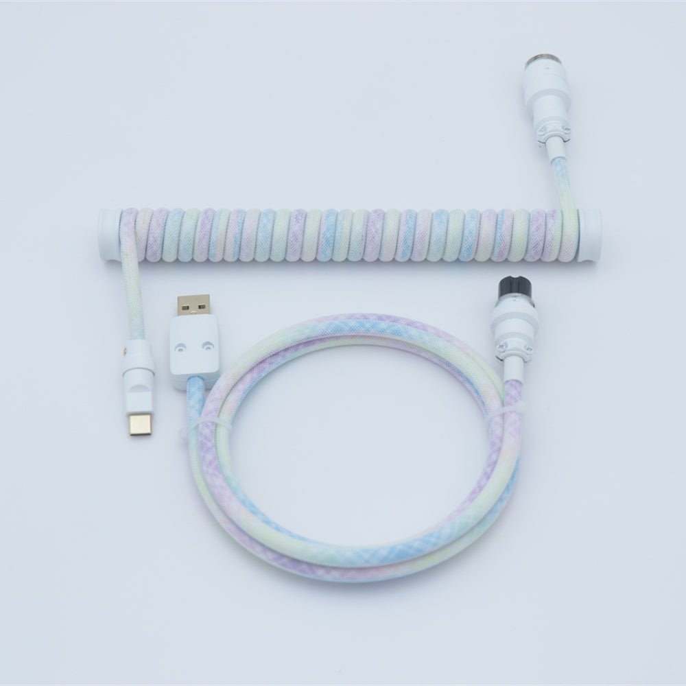 Custom Coiled Aviator USB Cable - Gradient Color Braided Charging Cord for MacBook, iPhone, Android | Perfect for Gaming, Office & Travel Accessories