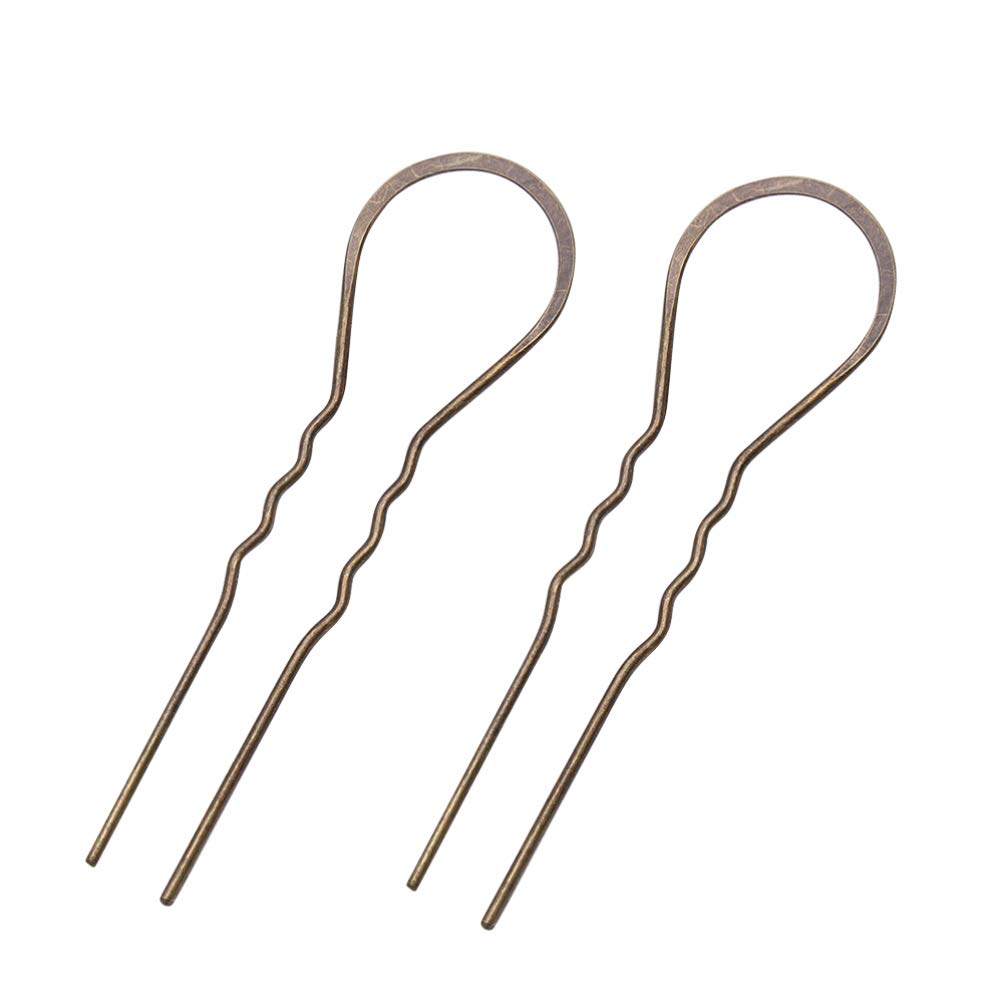 Beaupretty 10pcs U Shape Hairpin Clips - Vintage Wavy Hair Clips, Alloy Bobby Pins, Hair Sticks for Bridal Wedding Hair Accessories (Ancient Bronze) - Perfect for Weddings, Proms, and Vintage Hairstyles