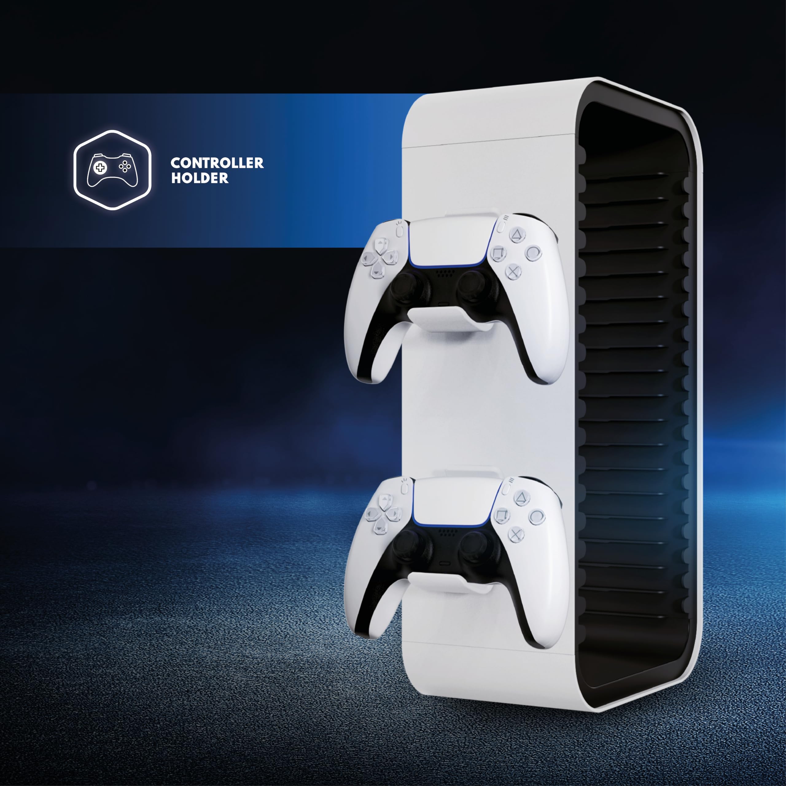 Geekhome Universal Game Storage Tower Pro - Holds Up to 18 Games with 4 Controller Mount - Gaming Accessory for PS5, PS4, PS3, Xbox X/S/One, Nintendo Switch & OLED - Perfect for Blu-ray & DVD Game Organization in Your Gaming Room