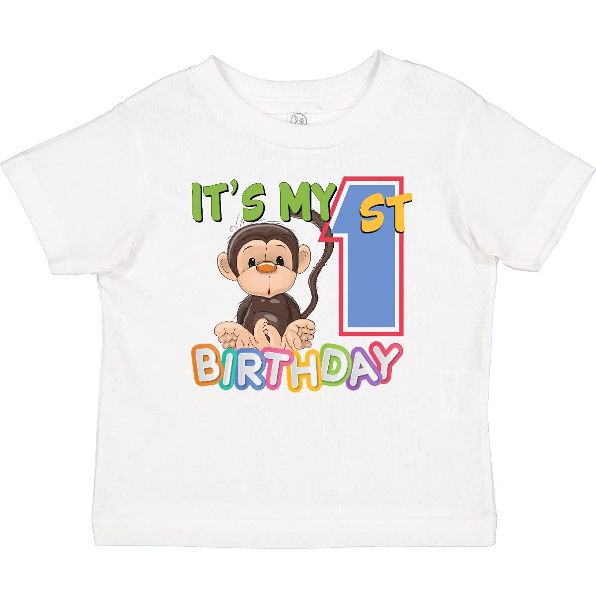 Inktastic Monkey First Birthday Baby T-Shirt - Cute 1st Birthday Outfit for Boys & Girls - Perfect for Birthday Parties, Photo Shoots & Special Celebrations