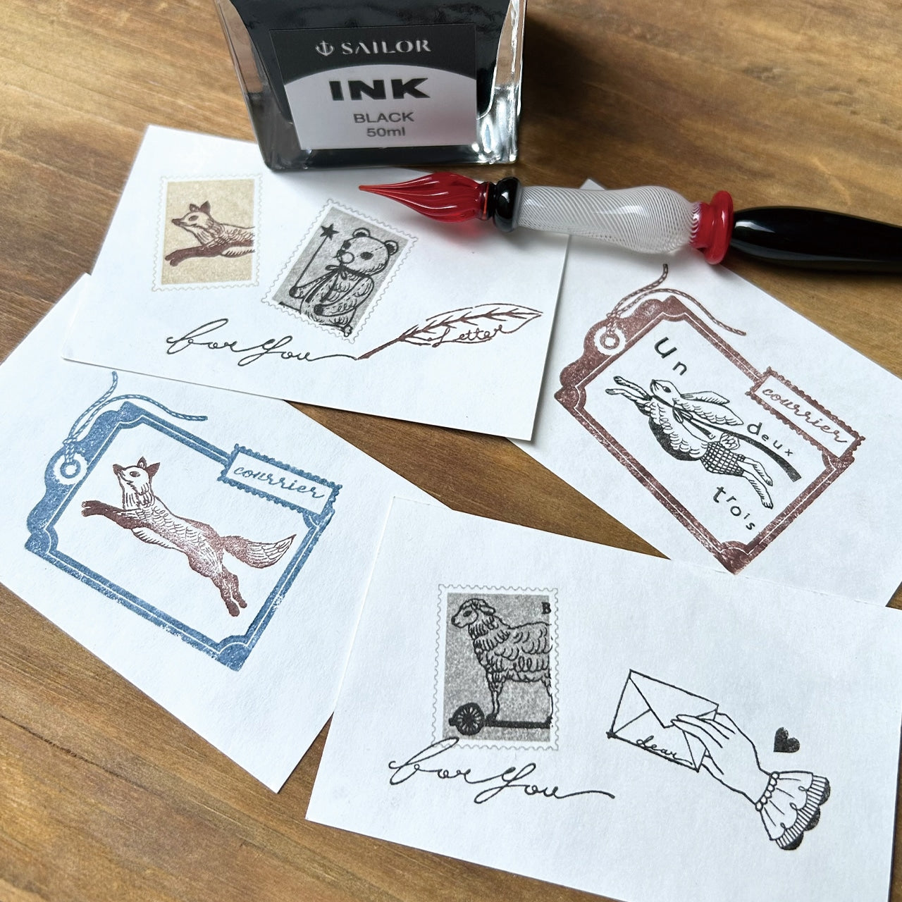Kinotorico Wooden Rubber Stamp Set - Hand Lettering Stamps for DIY Crafts, Scrapbooking & Card Making