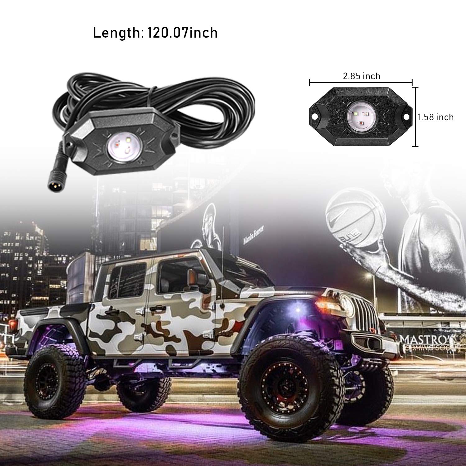 YCHOW-TECH RGB LED Rock Lights Kit - 12 Pods Multicolor Underglow Neon Lights with Bluetooth App Control, Music Sync & Timer | IP68 Waterproof Wheel Well Lighting for ATV, UTV, Off-Road Vehicles | Perfect for Night Rides, Car Shows & Off-Road Adventures