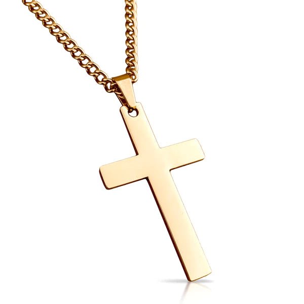 14K Gold Plated Stainless Steel Cross Pendant Necklace for Women & Men - Religious Jewelry Gift for Baptism, Confirmation & Everyday Wear
