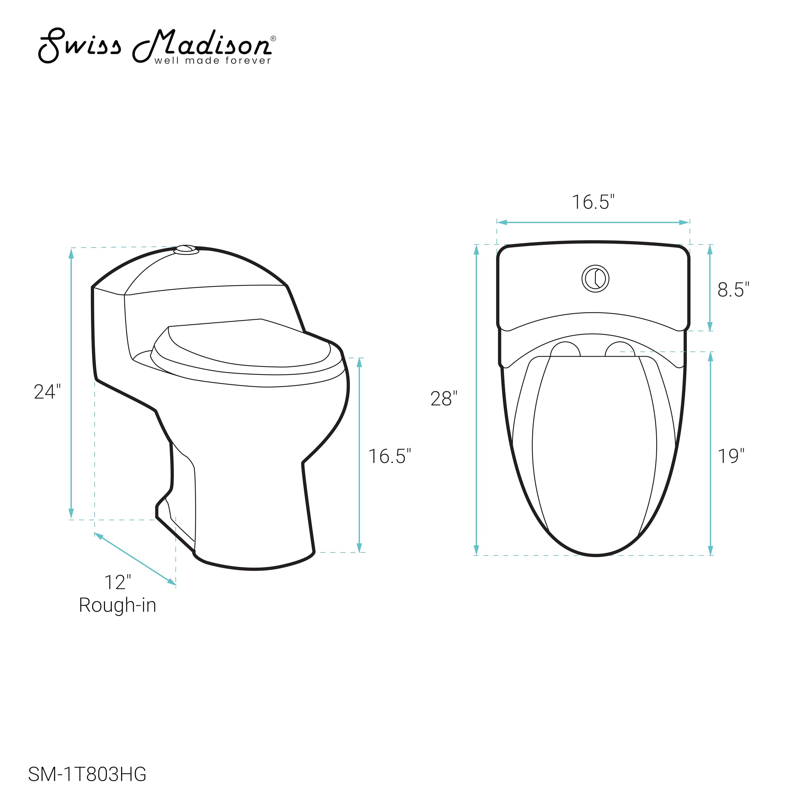 Luxury Chateau One Piece Elongated Toilet with Dual Flush System (1.1/1.6 GPF) & Brushed Gold Hardware - Modern Water-Saving Bathroom Upgrade for Homes & Hotels