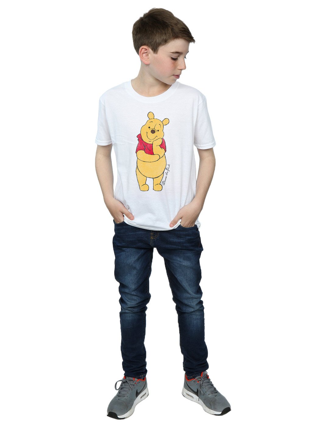 Disney Classic Winnie The Pooh Boys T-Shirt for Kids 9-11 Years - Soft Cotton White Tee for Casual Wear, School & Playdates