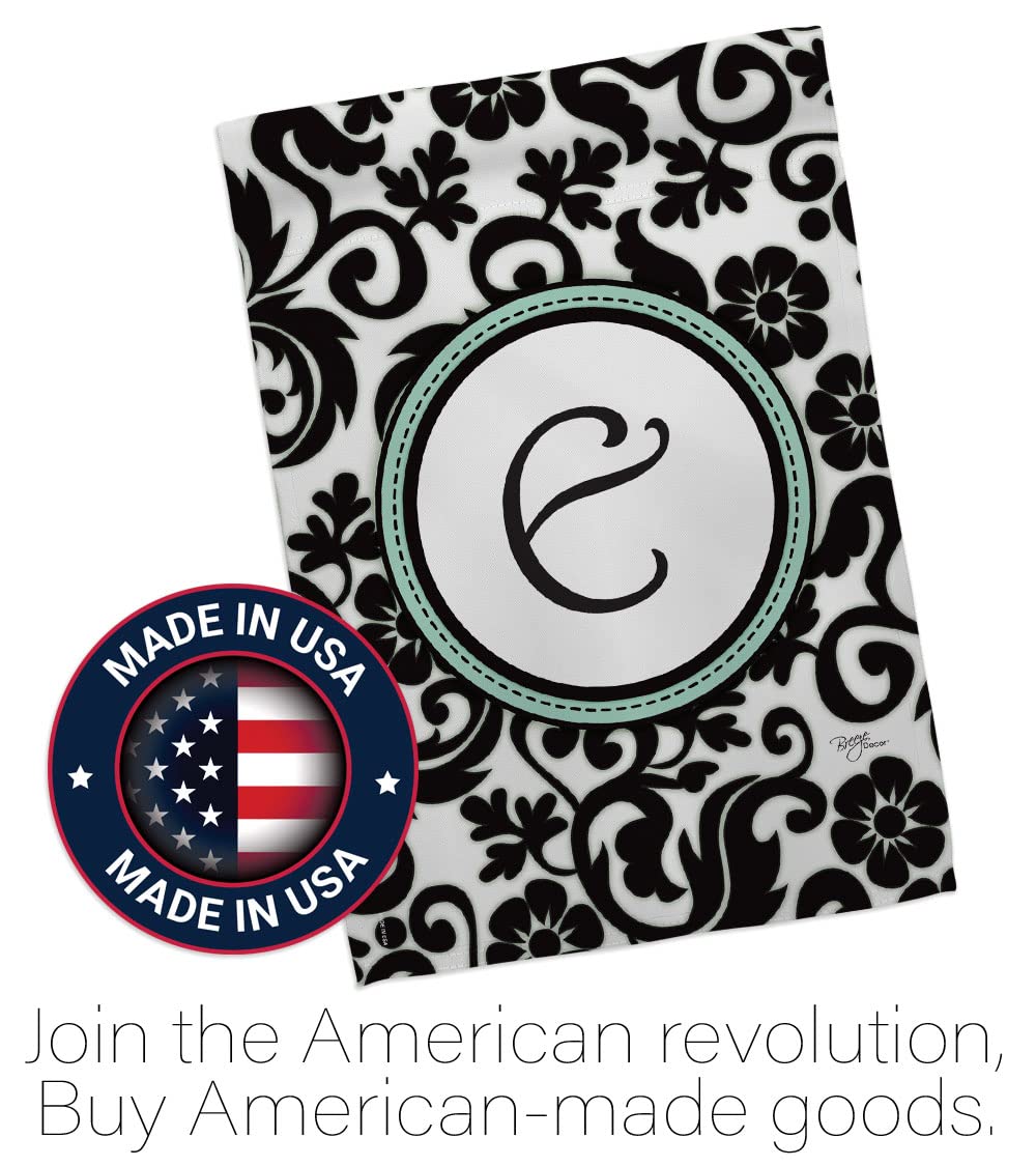 Damask E Initial House Flag Set 28x40