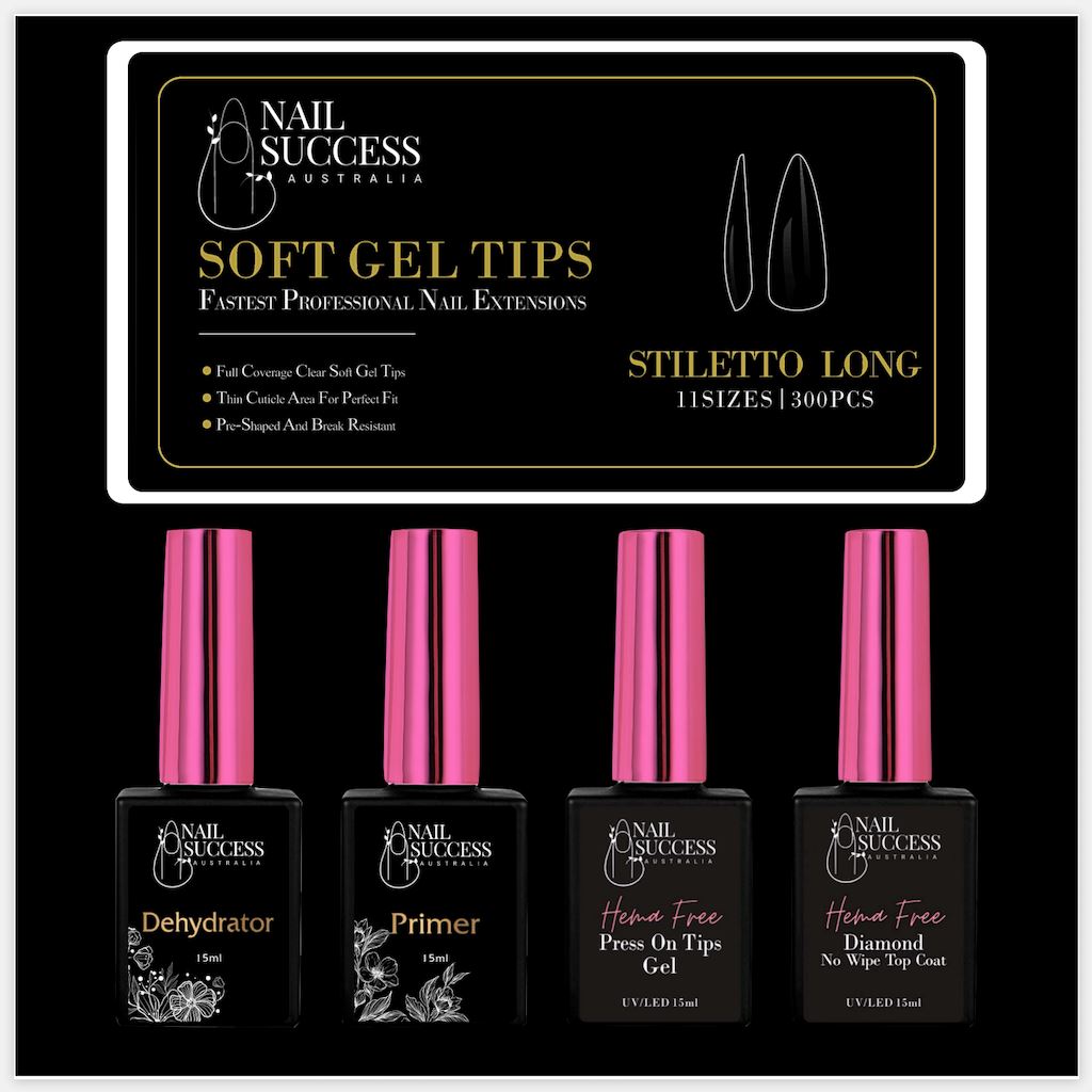 HEMA-Free Soft Gel Press On Nail Kit - Long Lasting Fake Nails with Glue - Perfect for Home Manicure, Parties & Special Occasions