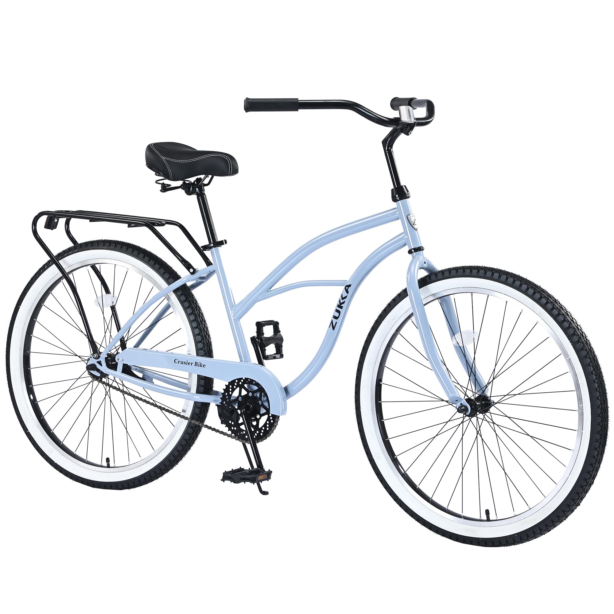 26 Inch 7-Speed Adult Beach Cruiser Bike for Men - Hybrid Bicycle with Stable Ride for Riders 5' to 7' - Perfect for Coastal Rides, Commuting & Leisure Cycling (Black)