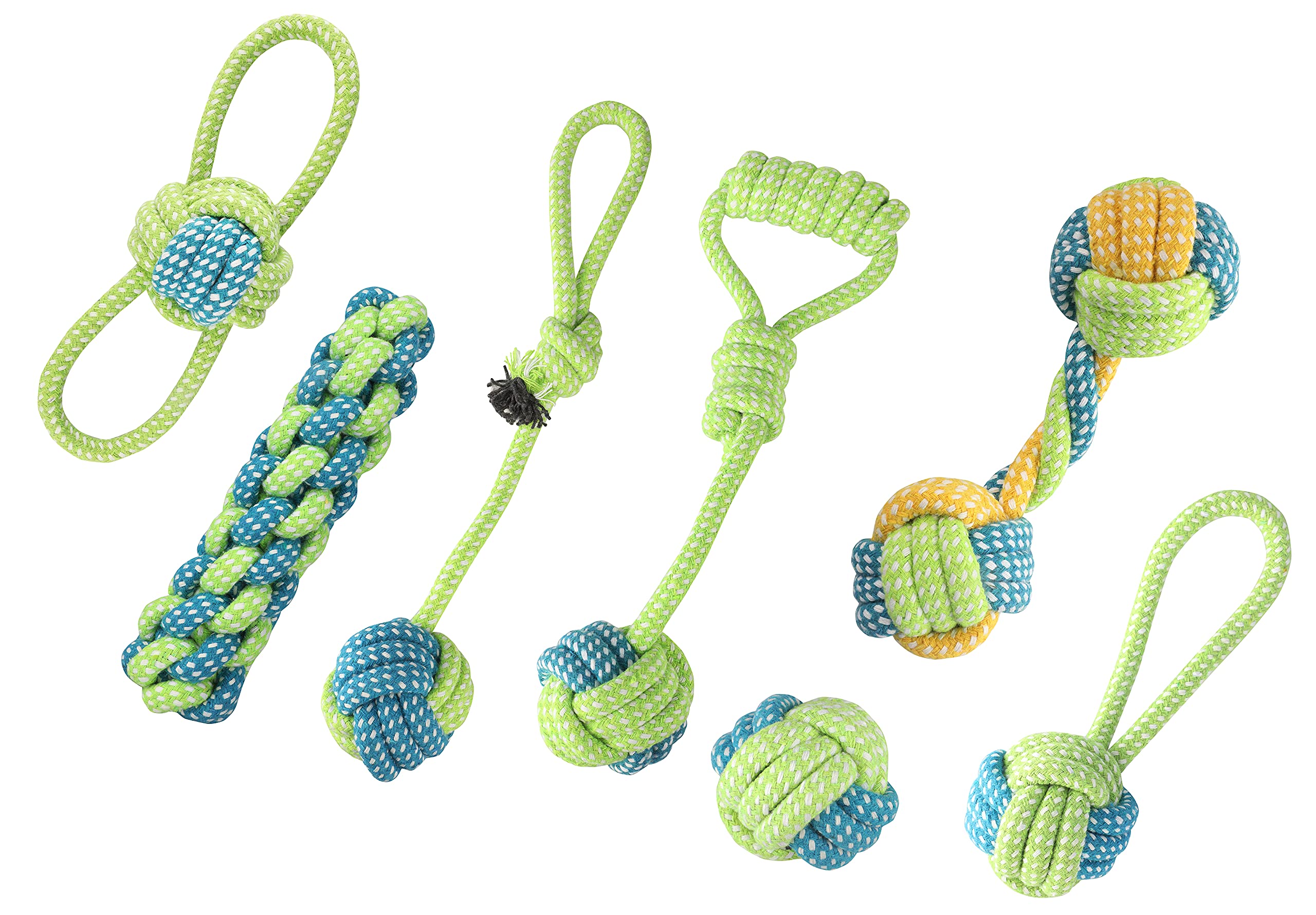 **YARCHONN 7PK Puppy Dog Chew Toys - Non-Toxic Rope Toys for Small Dogs, Interactive Teething Toys for Puppies - Perfect for Indoor Play, Training & Dental Health (Green)**