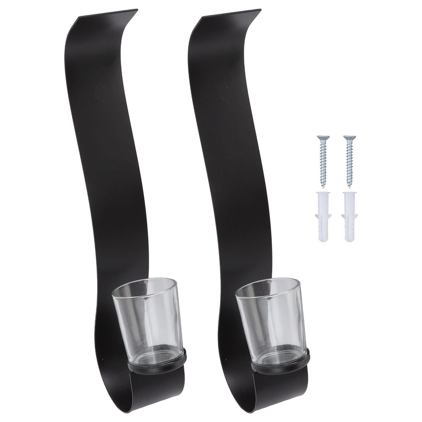 Oumefar 2-Pack S-Shaped Wall Candle Sconce Holder Set - Glass & Metal Wall Decor for Candles - Perfect for Living Room, Bedroom, and Wedding Decor