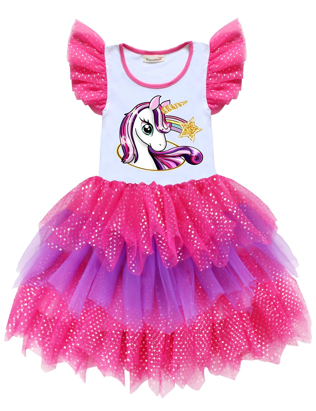 Unicorn Birthday Party Dress for Girls - Long Sleeve Princess Gown for Spring & Autumn | Perfect for Birthday Celebrations, Photo Shoots & Special Occasions