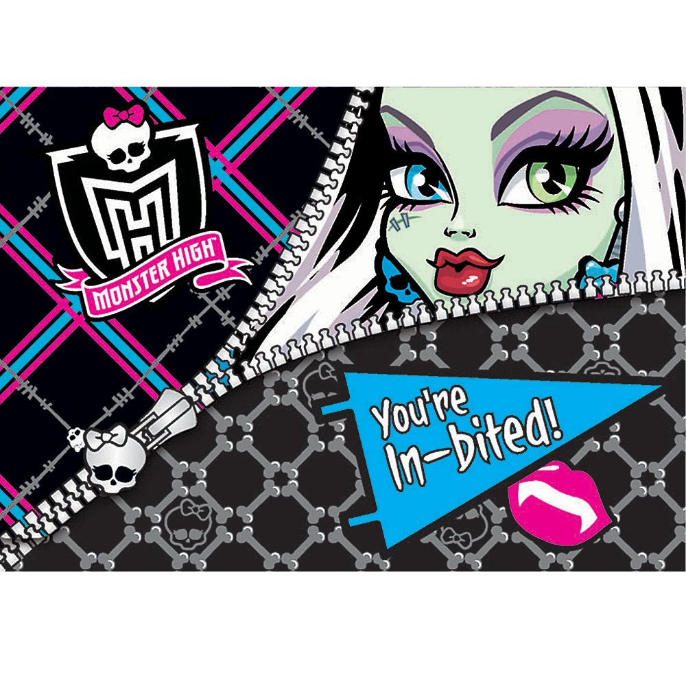 Monster High Birthday Party Invitations - Pack of 8 | Spooky Halloween & Themed Party Supplies for Kids