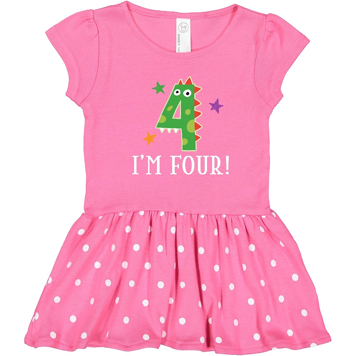 Inktastic 4th Birthday Dinosaur Toddler Dress for Girls & Boys - Cute 4 Year Old Outfit for Birthday Party, Photo Shoot & Special Occasions