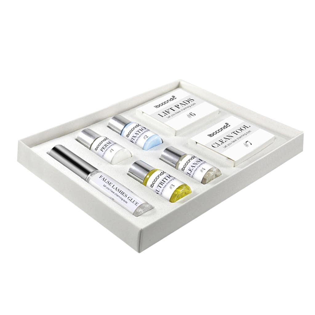 LICHTS 7-Piece Professional Eyelash Perming Kit with Silicone Lift Pads, Lash Glue & Nourishing Serum - DIY Lash Lift & Curl Set for Home Salon & Professional Use