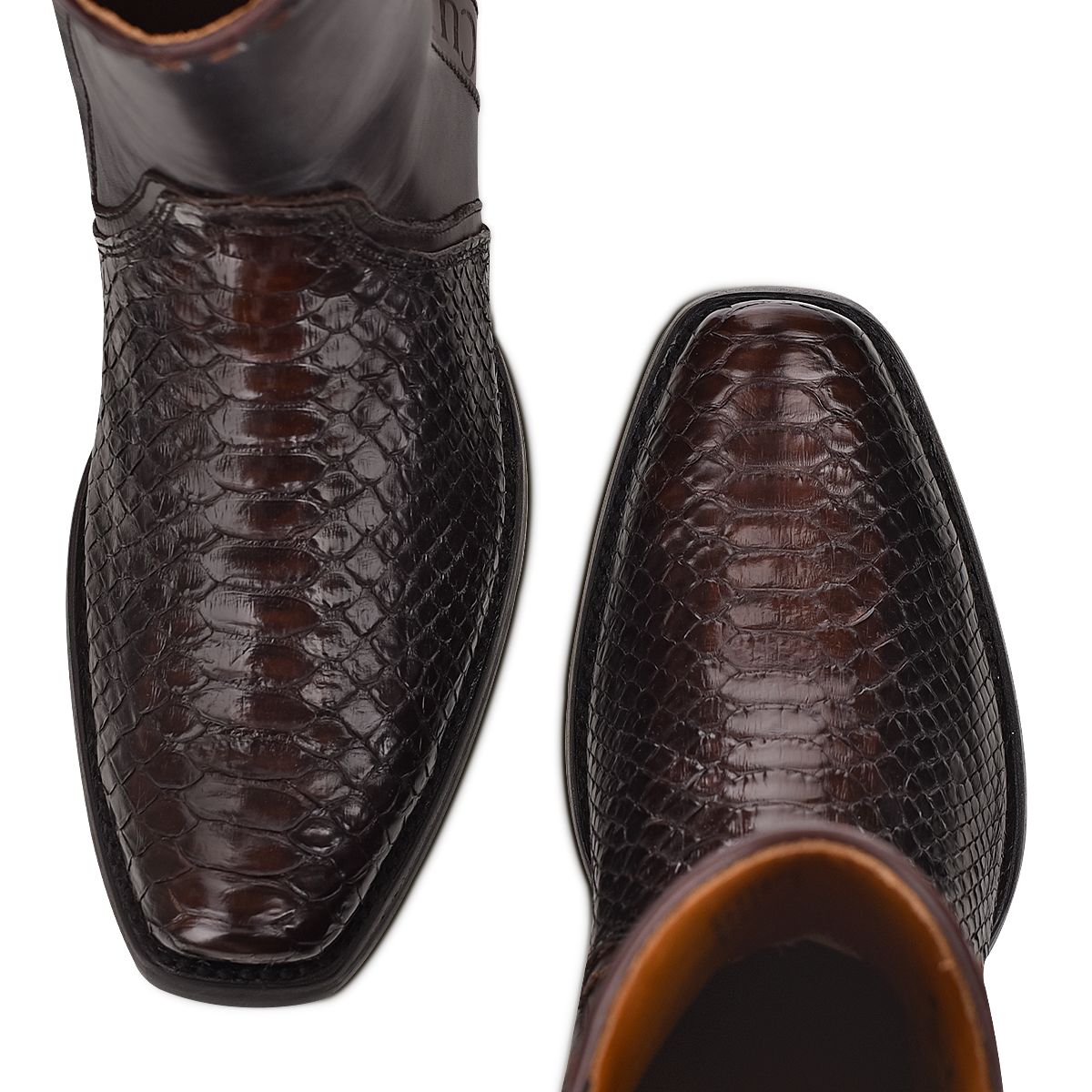 Men's Cuadra Black Casual Cowboy Python Skin Zip Ankle Boots - Stylish Western Boots for Everyday Wear, Riding & Outdoor Adventures