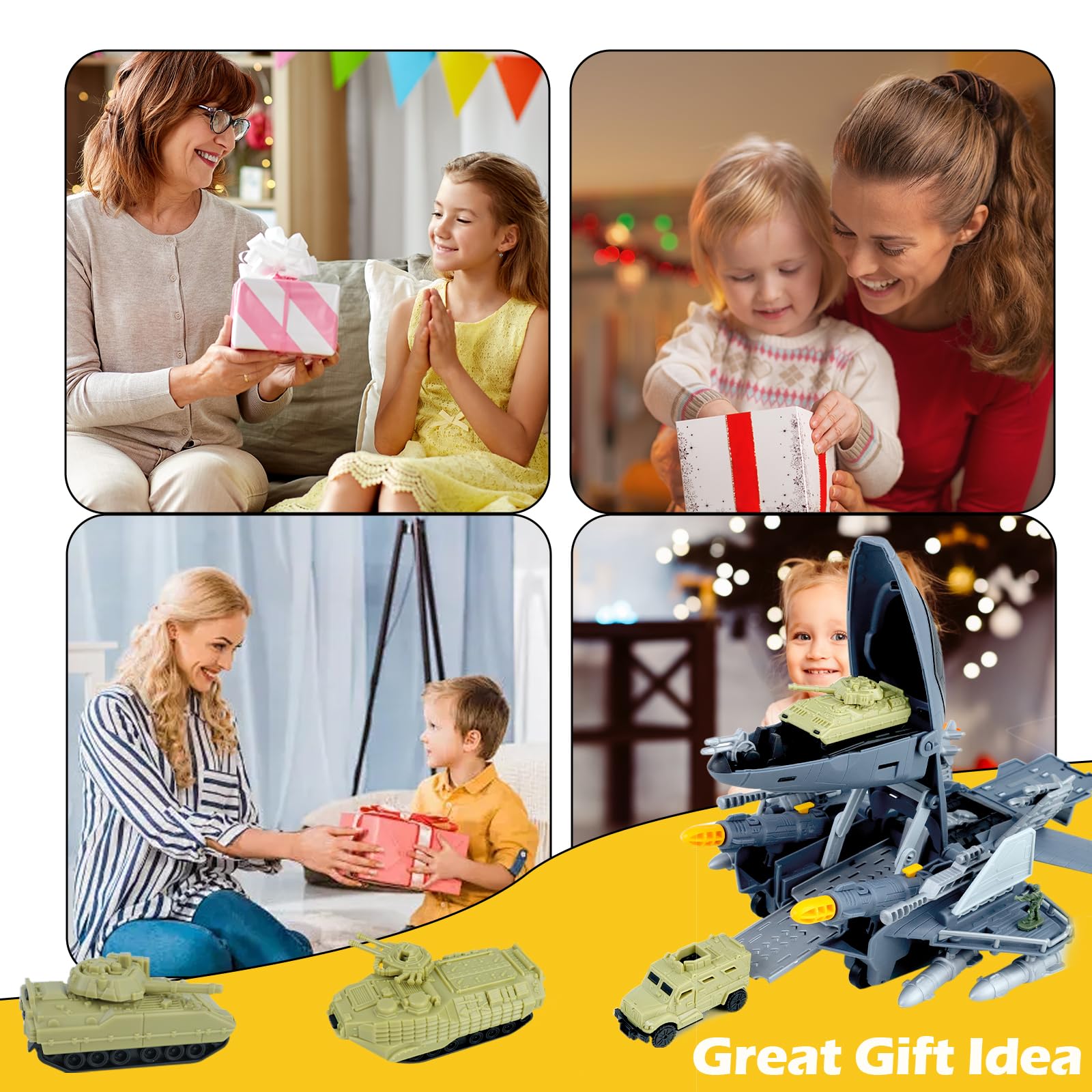 CORPER TOYS Military Airplane Playset with Army Tank, Helicopter & Soldiers - 12-Piece Army Toy Vehicle Set for Kids Boys Girls - Perfect Gift for Birthday & Christmas | Combat Role Play, Battle Scenes, Outdoor Adventure Play