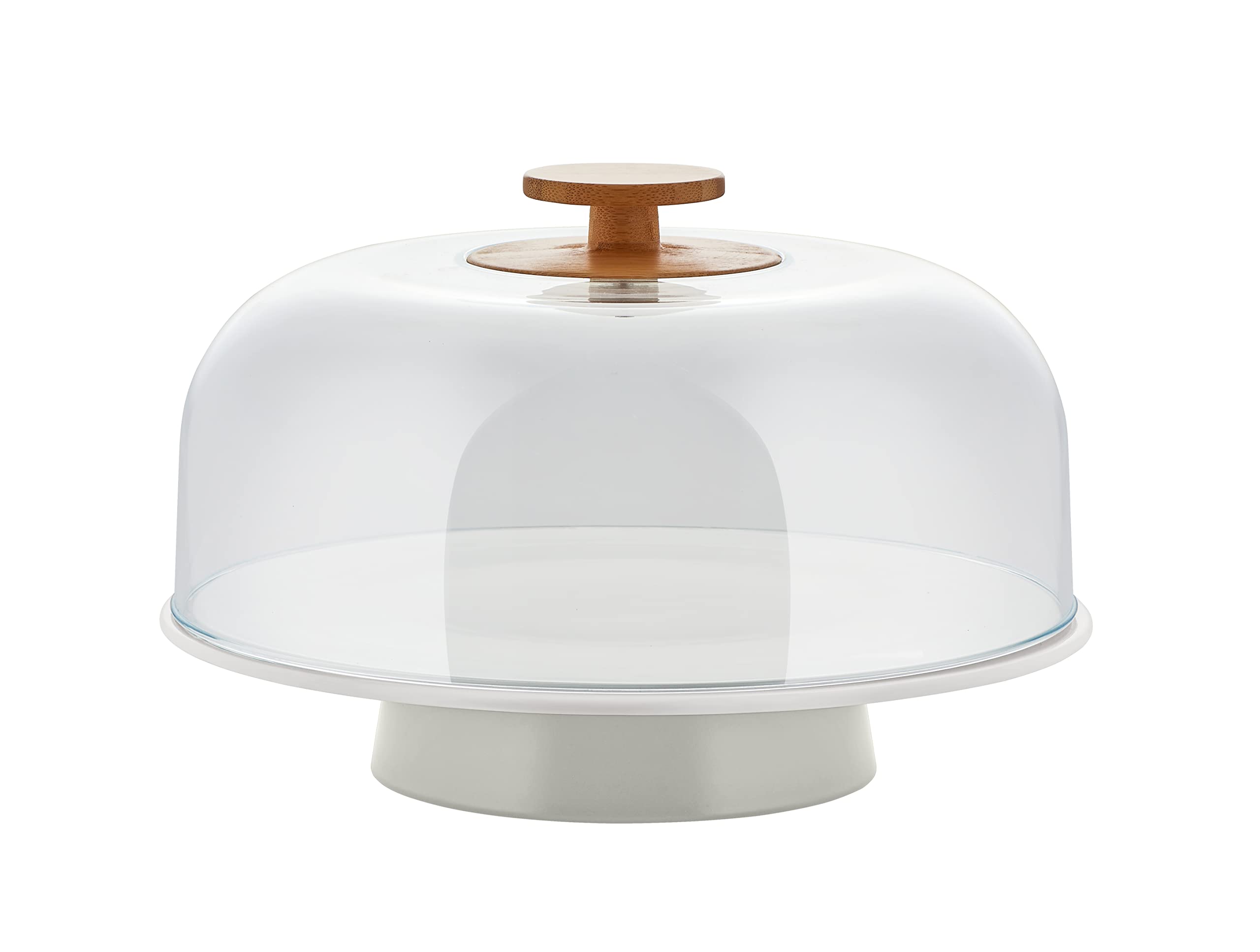 Alessi Mattina BG06 Grey Porcelain Cake Stand with PMMA Lid & Bamboo Knob - Elegant Dessert Display for Parties, Weddings & Home Decor
