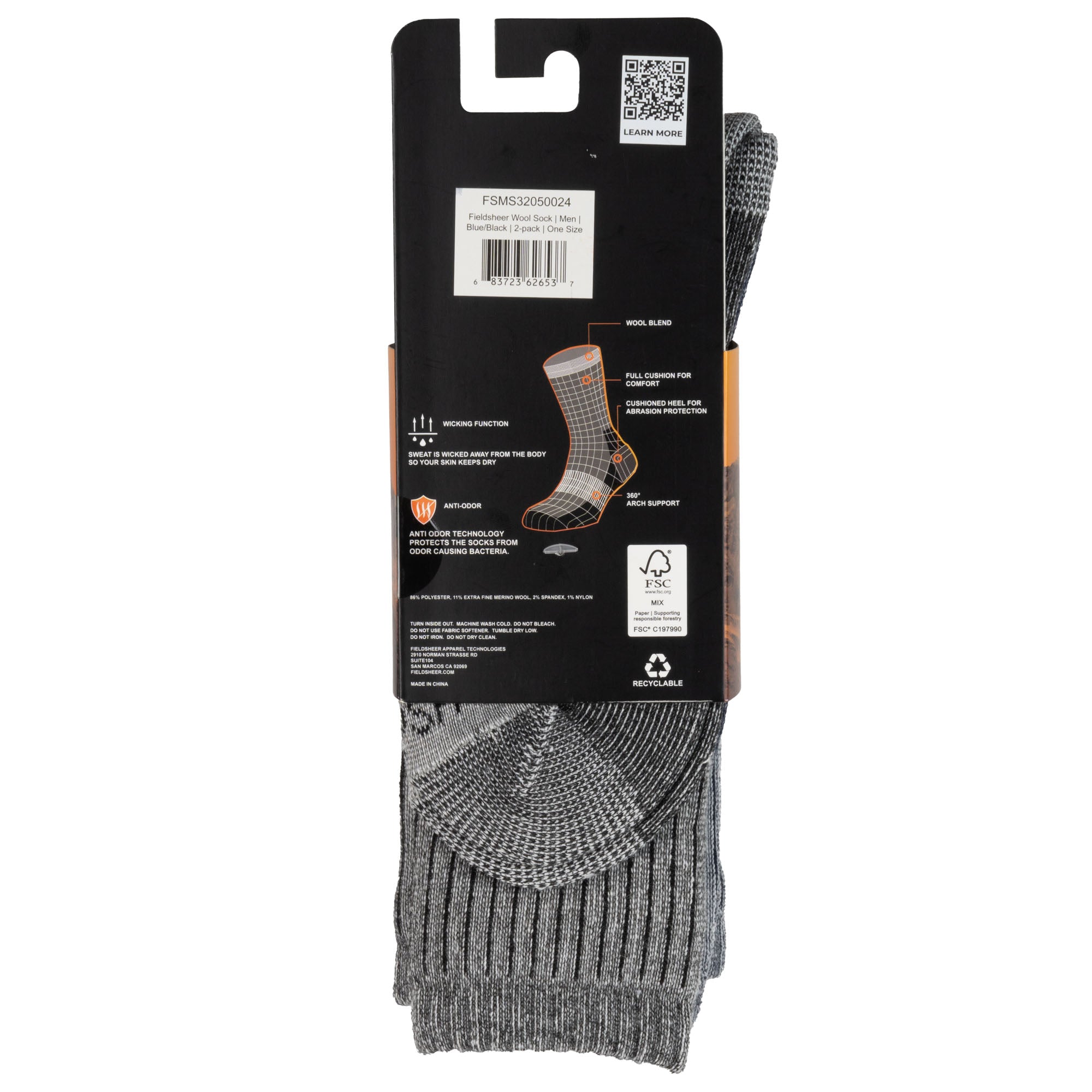 Premium Men's Wool Socks (2-Pack) - Soft & Warm Winter Hiking Socks for Outdoor Activities & Daily Wear