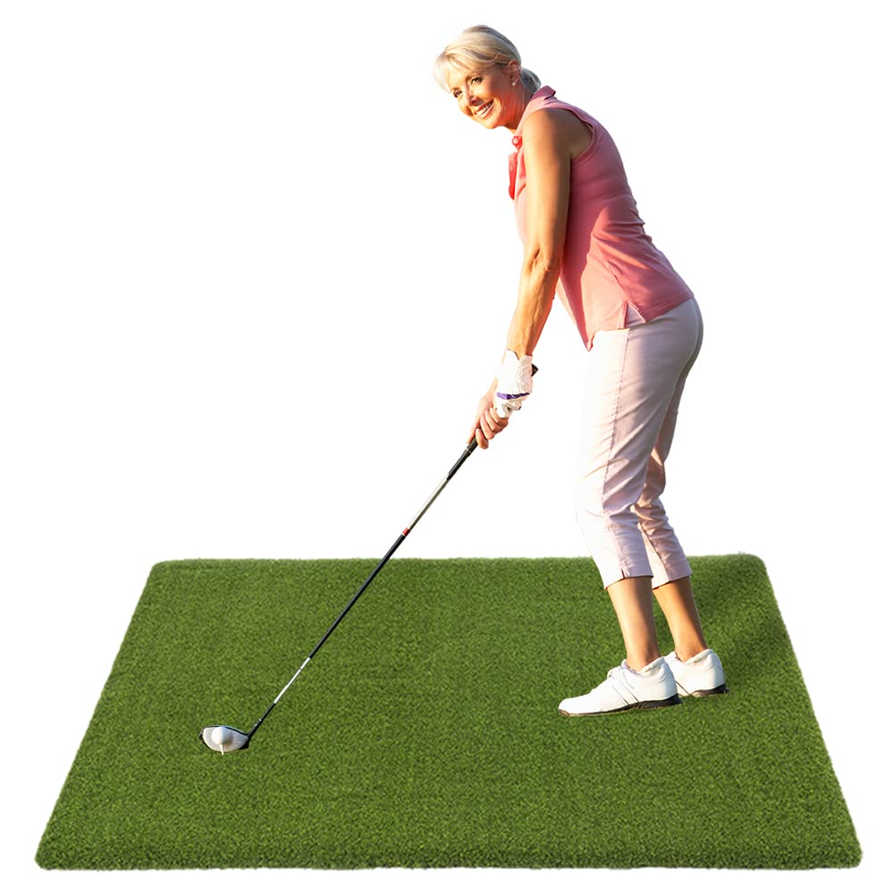 Premium 5' x 5' Golf Practice Mat - All Turf Pro-Grade Indoor/Outdoor Artificial Turf Mat with Durable Nylon Fiber | Made in USA | Perfect for Home, Driving Range & Backyard Training