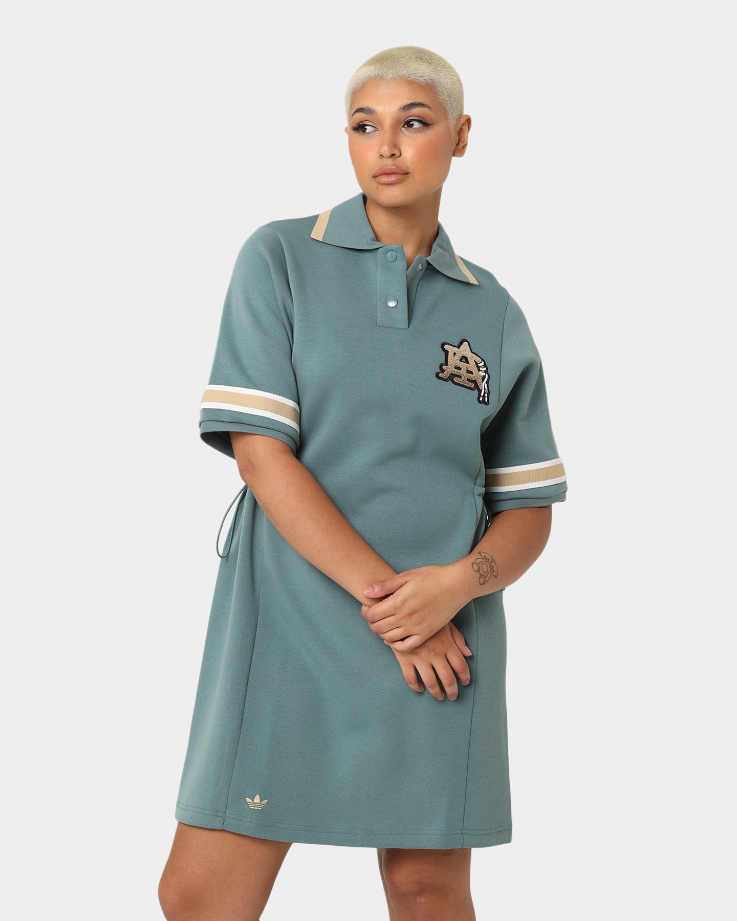 Adidas Women's Modern Collegiate Polo Dress - Hazy Emerald Green | Athletic Tennis Dress for Women | Perfect for Golf, Tennis & Casual Wear