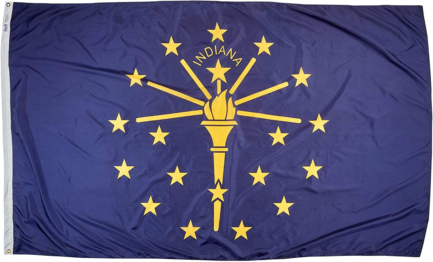 Annin Flagmakers Indiana State Flag 5x8 Feet - Authentic USA-Made Official State Design (Model 141680) - Perfect for Government Buildings, Schools & Patriotic Events
