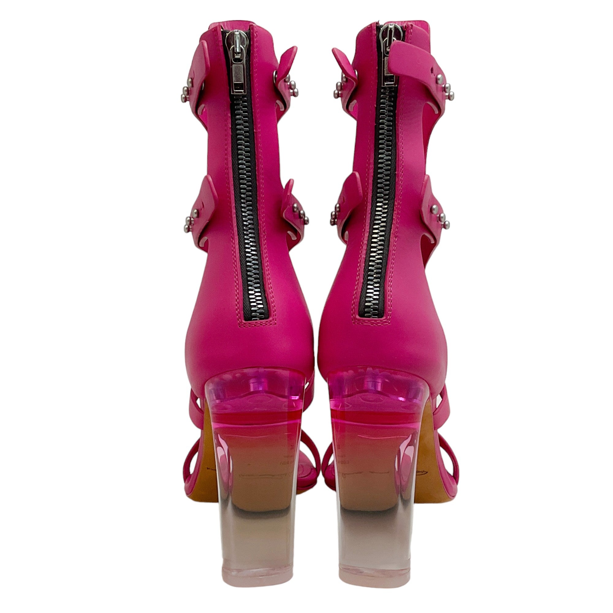 Rick Owens Fuchsia Leather Ankle Spartans Sandals for Women - Luxury Designer Strappy Heels - Perfect for Night Out, Party & Fashion Events