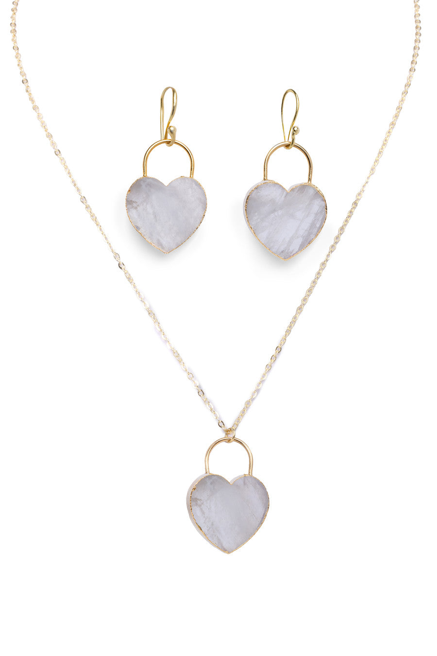 Heart Stone Jewelry Set - Elegant Earrings and Necklace for Women, Perfect for Valentine's Day Gifts, Anniversary or Romantic Occasions