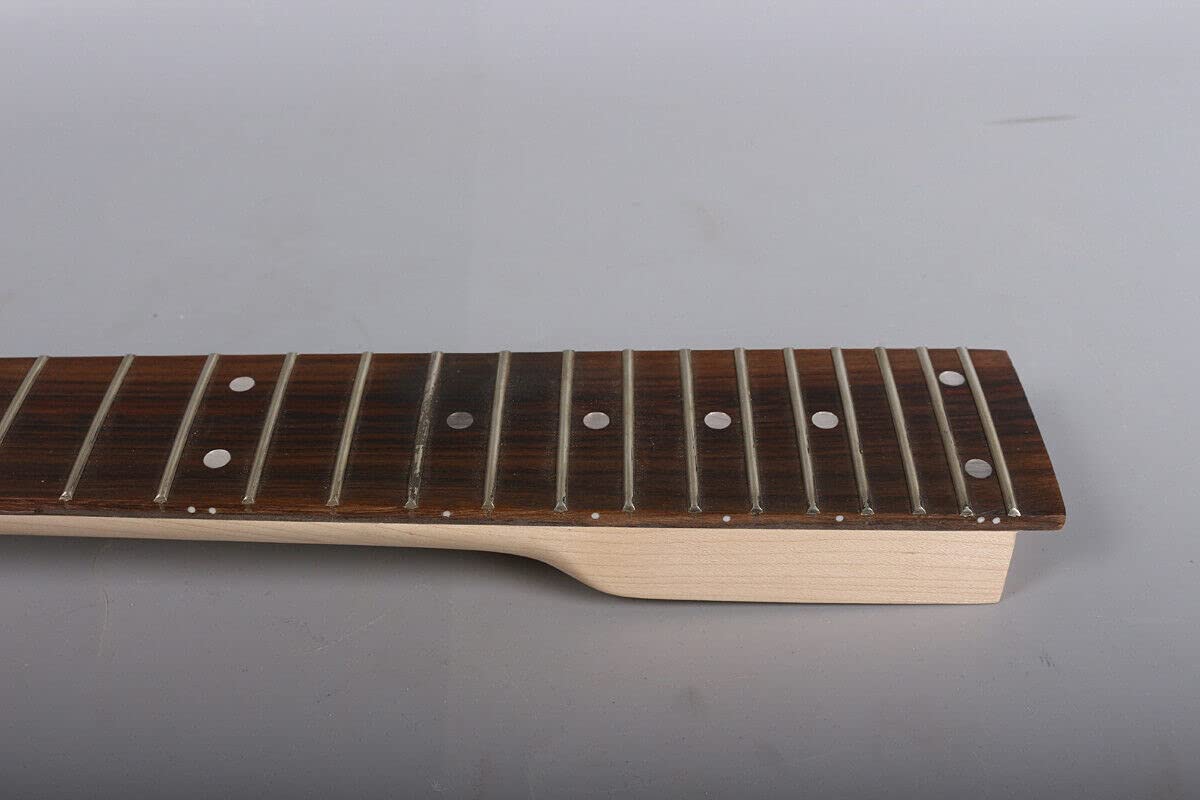 New 30-Inch Maple Bass Guitar Neck with Rosewood Fretboard - 24 Frets Short Scale Dot Inlays for Electric Bass Upgrades & DIY Projects