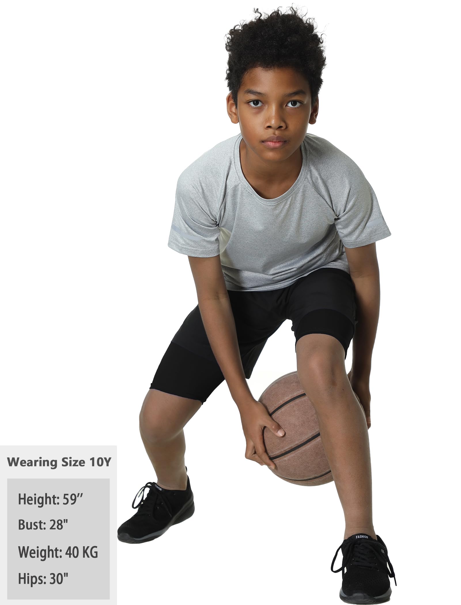 EXARUS Youth Boys Compression Shorts with Side Pockets - Moisture-Wicking Athletic Base Layer Underwear for Running, Soccer & Sports - Perfect for Training, Gym & Outdoor Activities