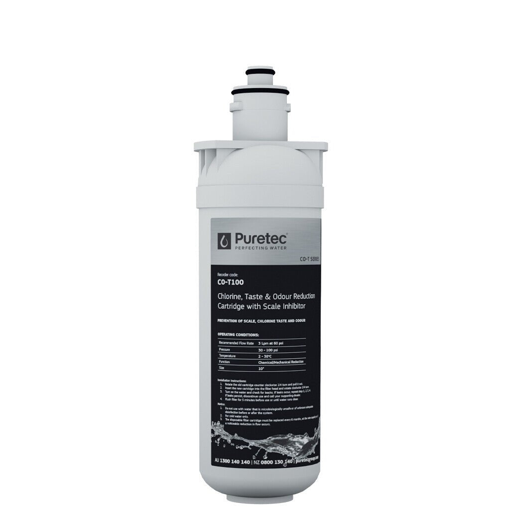 Puretec CO T100 Replacement Water Filter Cartridge - High Performance Carbon Block Filter for Clean & Safe Drinking Water - Perfect for Home, Office, and RV Use