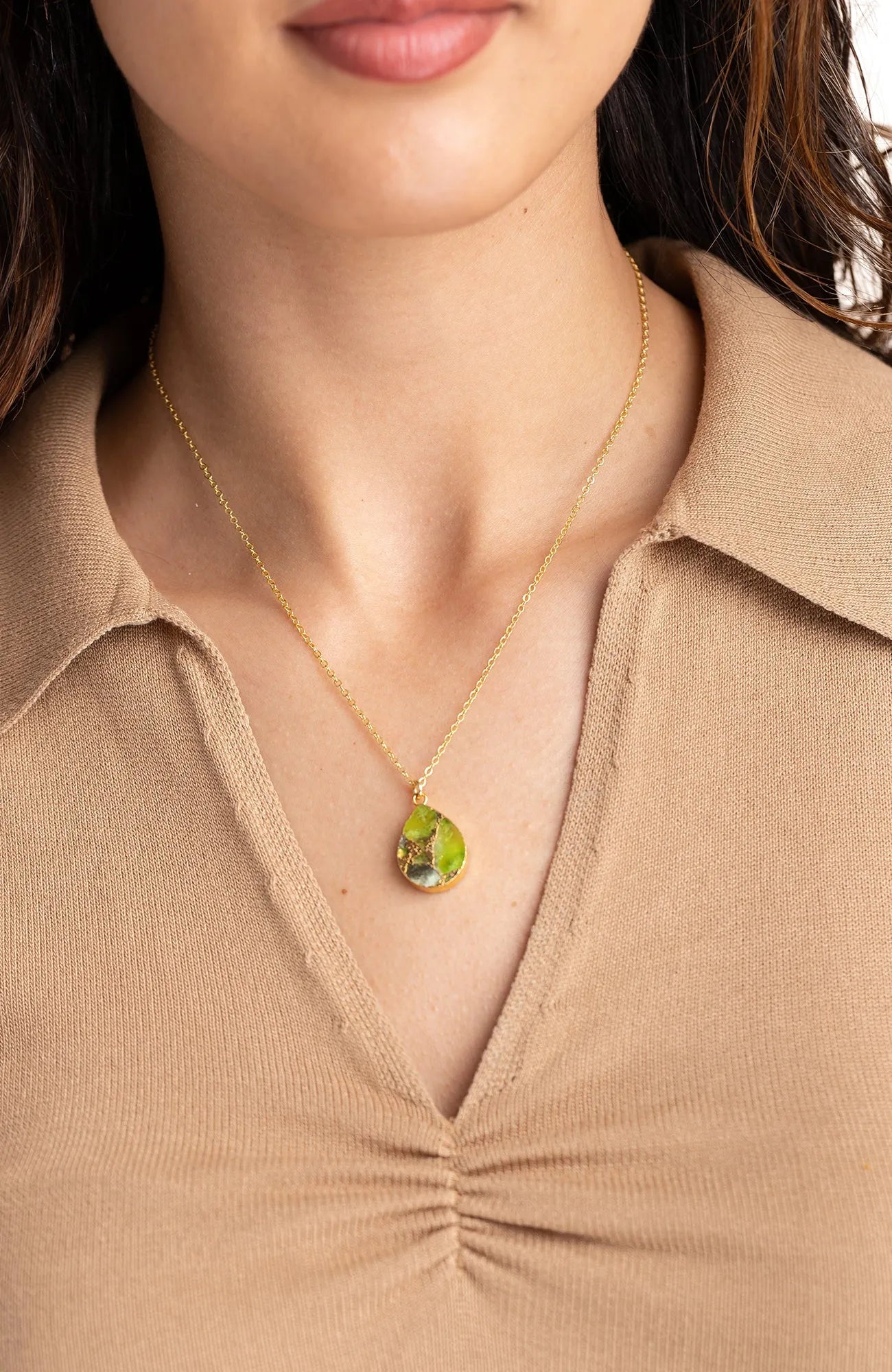 Mojave Drop Stone Pendant Necklace - Handmade Boho Jewelry for Women - Perfect for Casual Wear, Layering & Special Occasions
