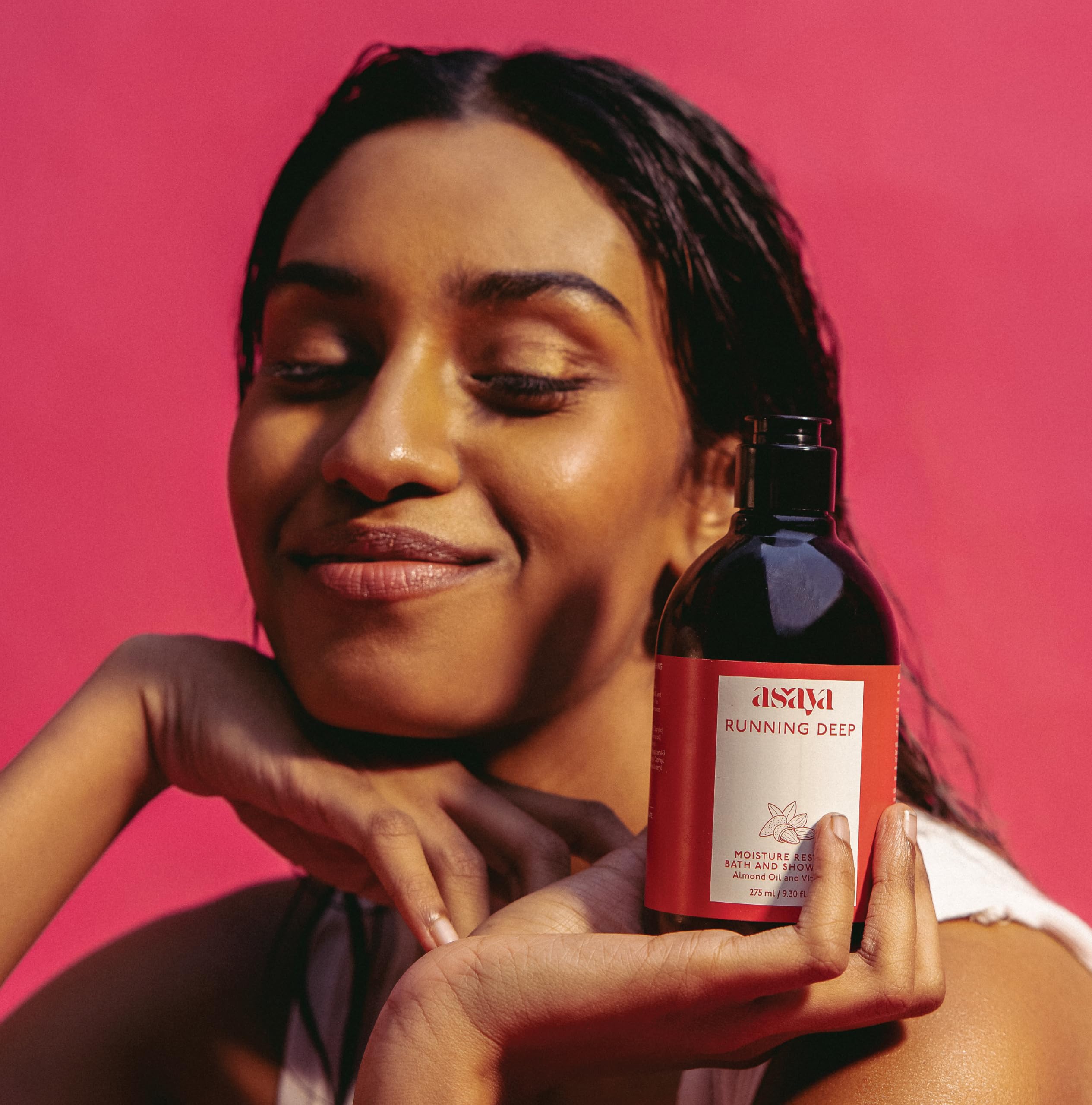 Asaya Moisturizing Bath & Shower Oil - Hydrating Oil-to-Foam Body Wash with Almond, Jojoba & Argan Oil | Vitamin E Enriched for Dry & Sensitive Skin | Sulfate-Free, Phthalate-Free & Soap-Free Formula | Silky Foam Texture & Sweet Almond Fragrance | Restores Moisture & Softens Skin | 9.3 fl oz (275ml) | Perfect for Daily Shower, Spa Day & Post-Workout Hydration