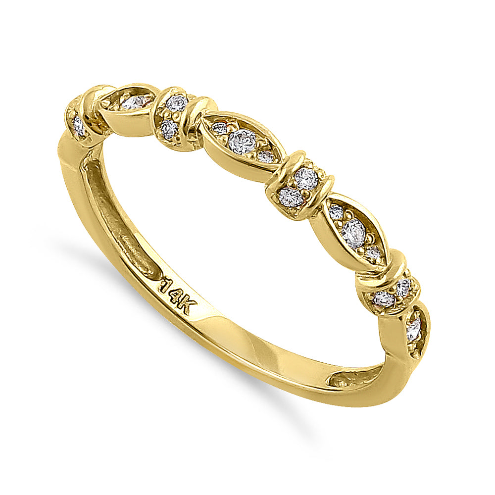 14K Yellow Gold Half Eternity Diamond Ring with Marquise Pattern - Perfect for Engagement, Wedding, Anniversary & Special Occasions
