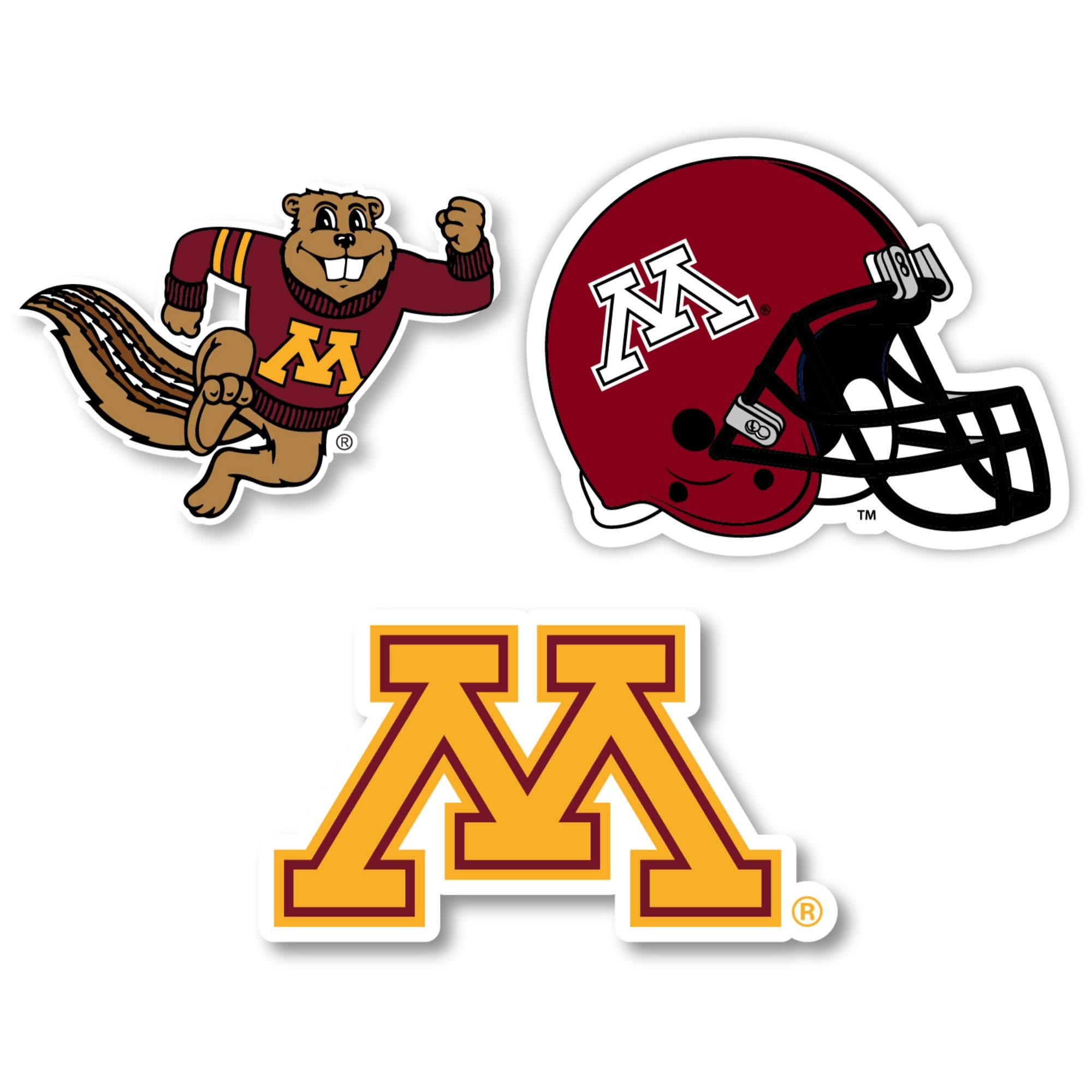 Minnesota Gophers Vinyl Decal Sticker Set - 3 Pack, 4-Inch Each - Waterproof & Durable for Cars, Laptops, Windows - Perfect for Fans, Tailgating & Game Day Decor