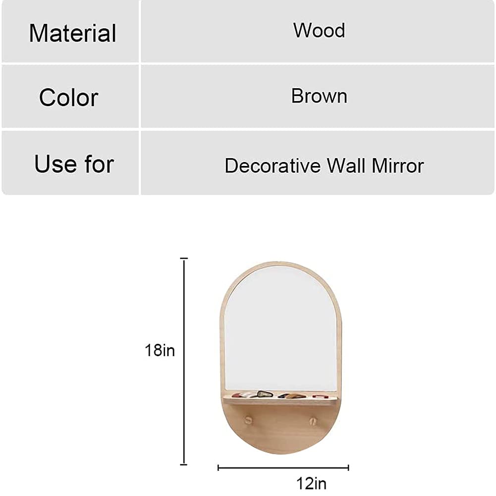 Modern Framed Bathroom Vanity Mirror with Shelf & 2 Hooks - 18.12 Inch Wall Mount Makeup Mirror for Bathroom, Bedroom, Living Room & Entryway - Perfect for Grooming, Decor & Small Space Organization