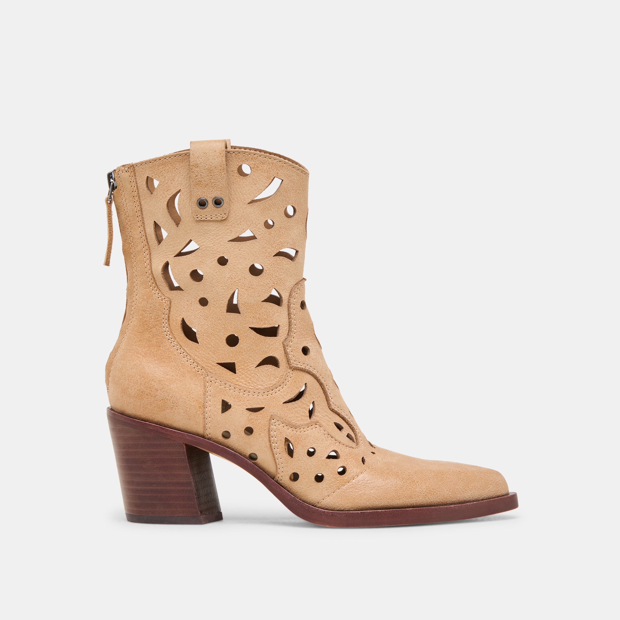ZENOBI Women's Distressed Leather Booties in Camel Color - Stylish Ankle Boots for Fall & Winter Fashion, Casual Outfits, and Office Wear