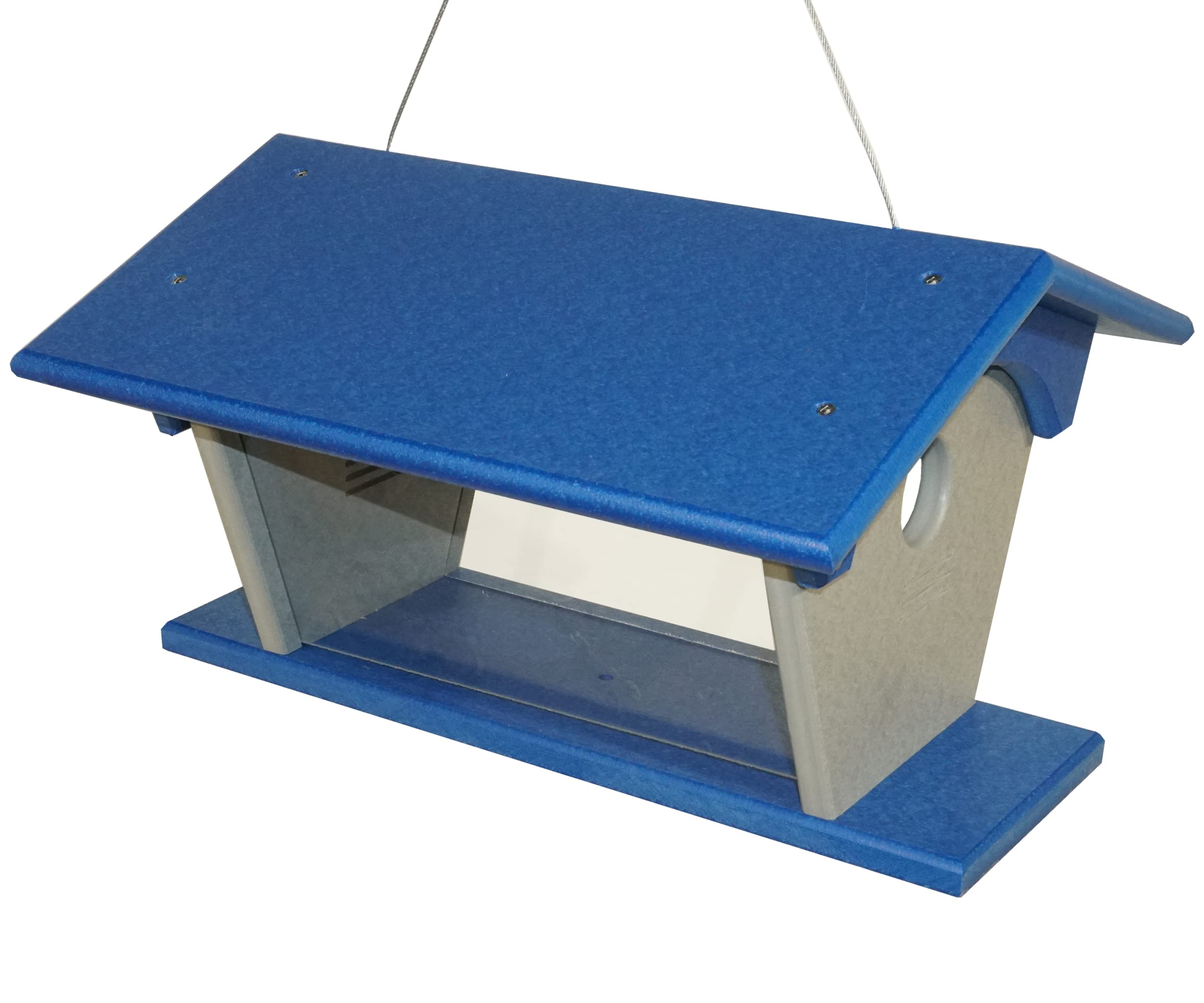 Premium Bluebird Feeder for Mealworms - Large Plastic Double Entry Hanging Bird Feeder with Removable Clear Acrylic Sides | All-Season Wild Songbird Feeder | Durable USA-Made Blue & Light Gray Design | Perfect for Backyard Birdwatching & Garden Decoration