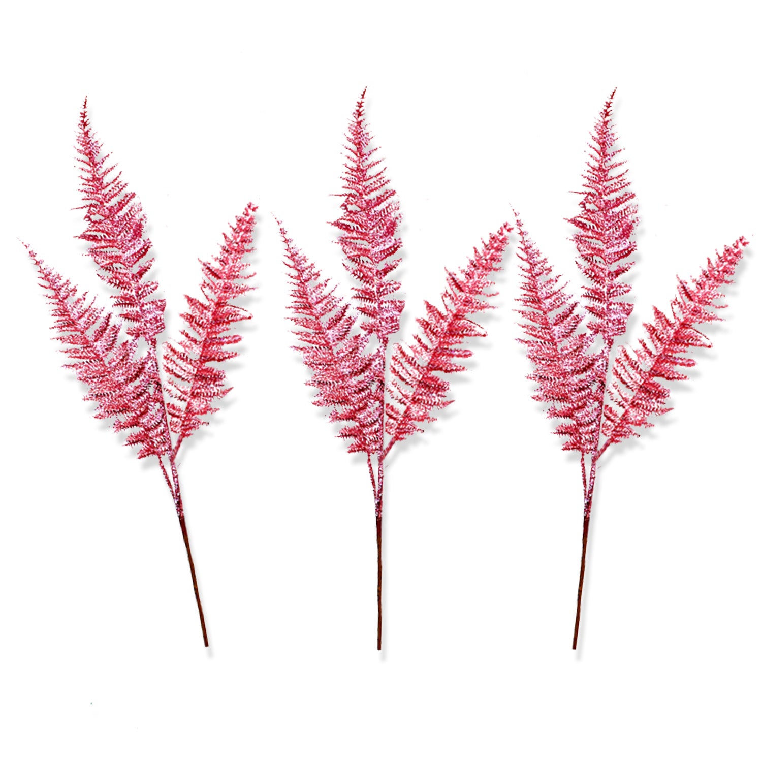 3 Pack Light Pink Layered Leaf Glitter Picks for Floral Arrangements, Wedding Decor, and DIY Crafts - Sparkling Floral Stems for Bouquets, Centerpieces, and Home Decor