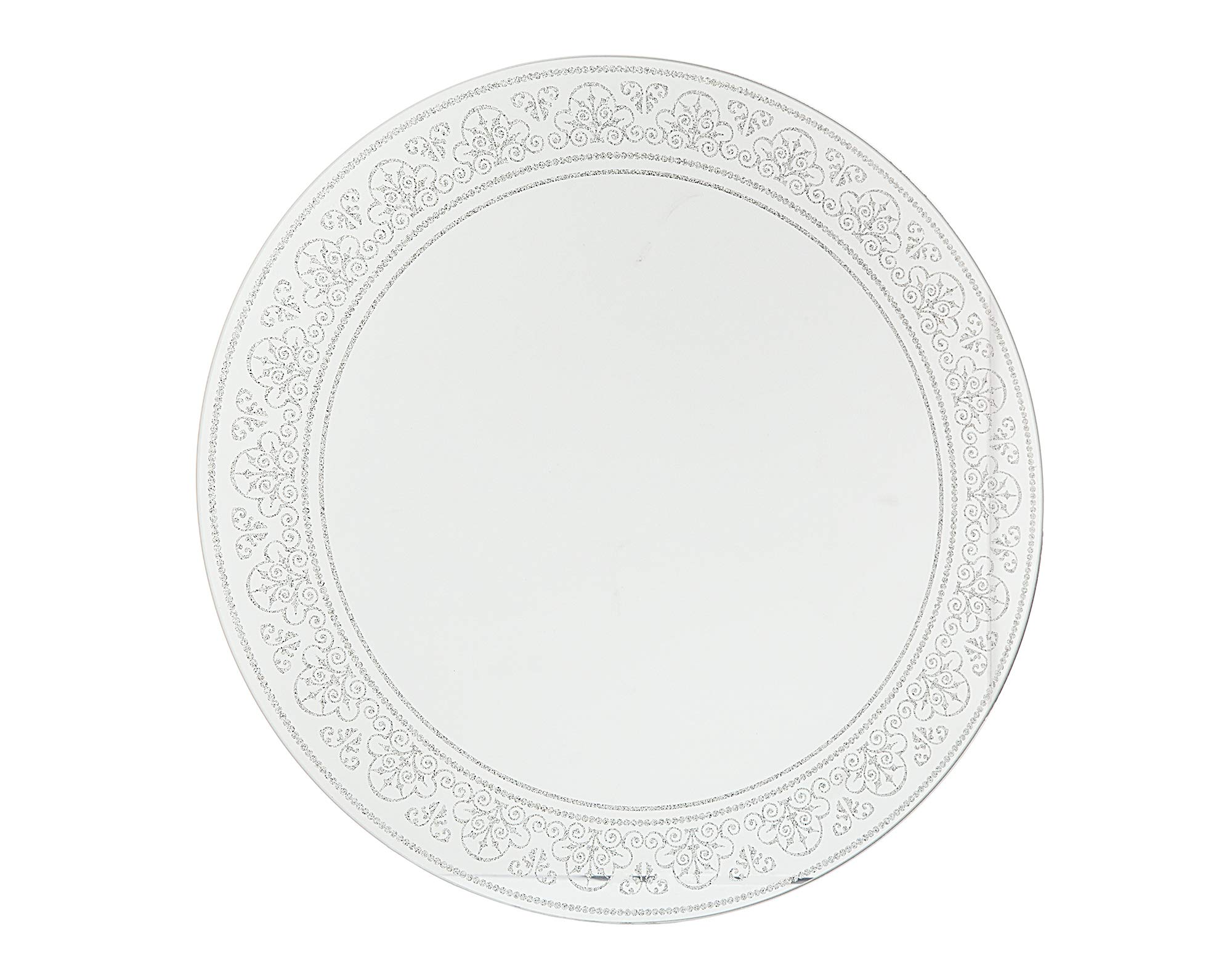 Philip Whitney Round Mirror Charger Plate - Elegant Dot Silver Design for Wedding, Party & Home Decor - Perfect for Dining Table Centerpieces, Buffet Displays & Gift Giving