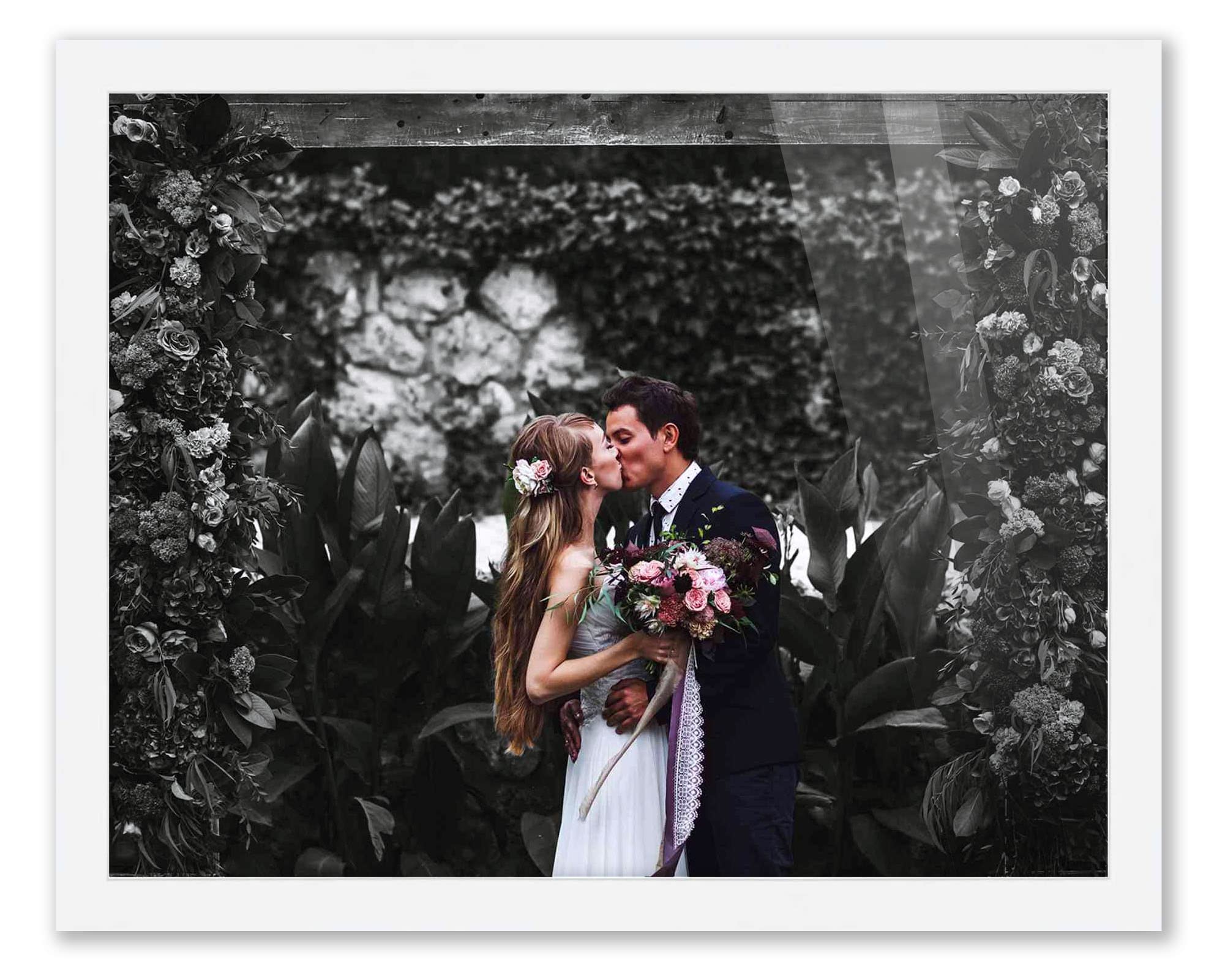 22x39 Inch White Solid Wood Picture Frame with UV Acrylic Shatter Guard & Acid-Free Backing - Perfect for Family Photos, Wall Decor, and Home Office Display